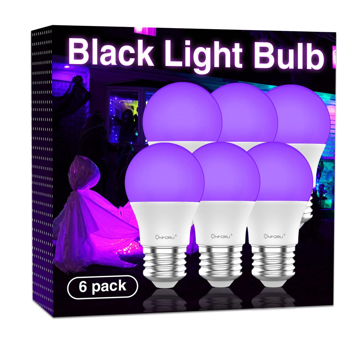 Onforu 15W Led Black Light Bulbs, A19 E26 Blacklight Bulb 120W Equivalent, Purple Bulb 385 400Nm, Glow In The Dark For Halloween