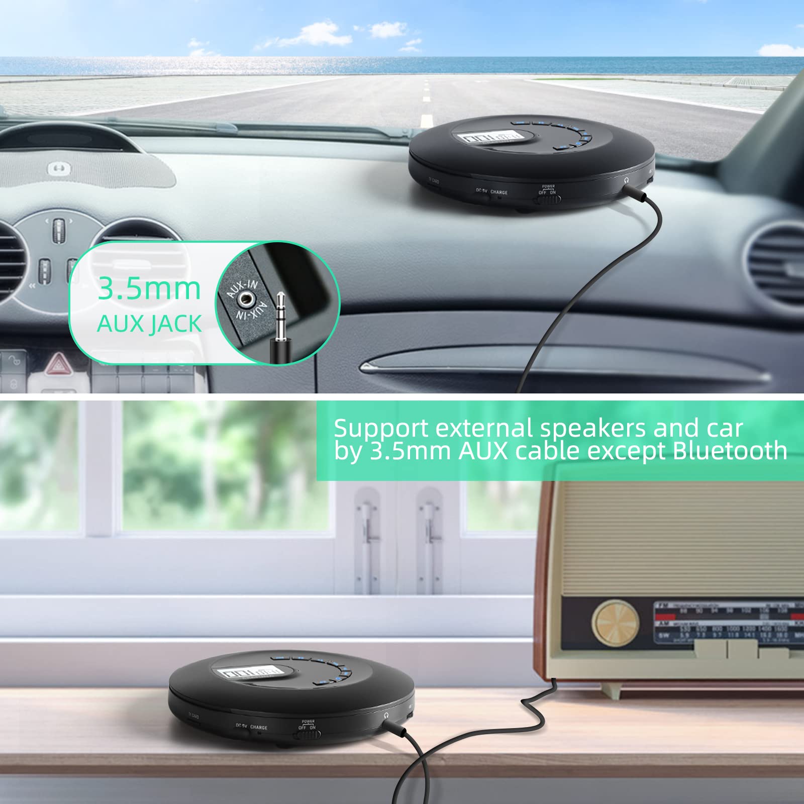 Car's Computer Cd Cd Player Portable, Rechargeable Portable Cd Player For Car And Travel ...