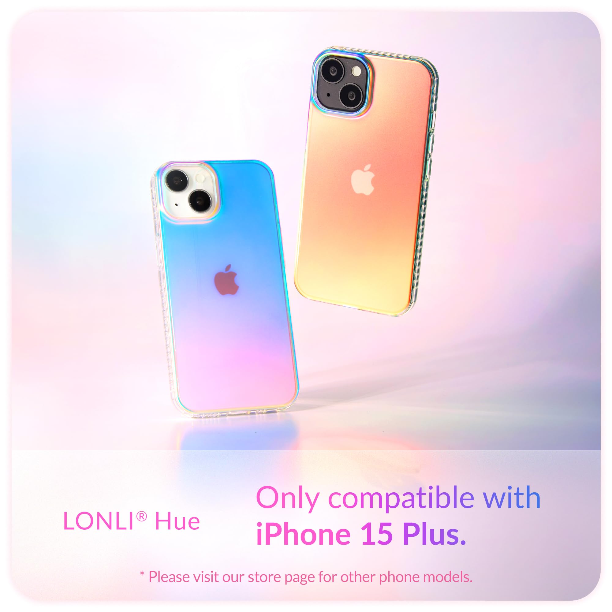 Lonli Hue   For Iphone 15 Plus Case   Iridescent [10Ft Drop Protection]   Shockproof Cover With Color Changing Effect | Cute And