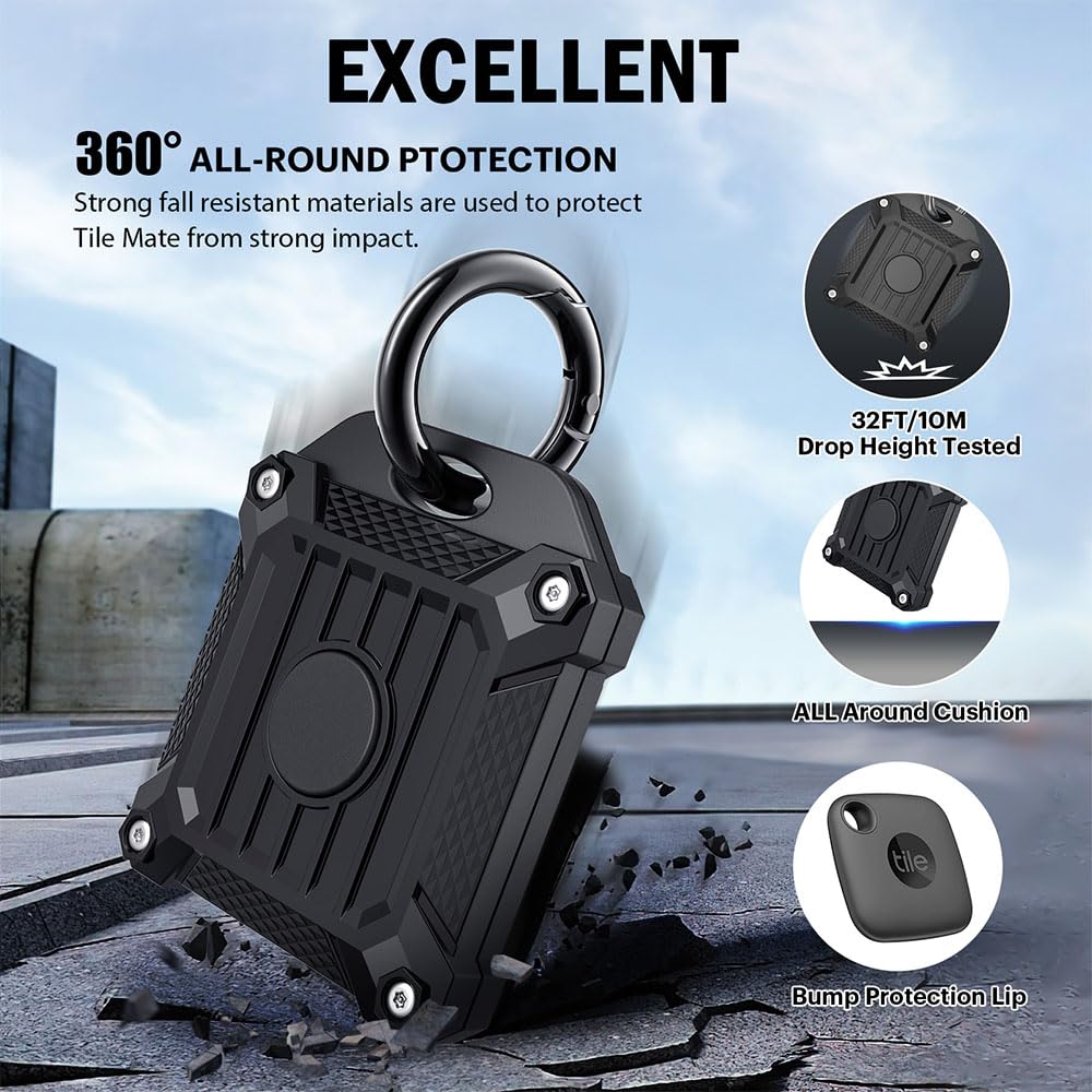 Tile Mate 2022 Tracker Case, Anti Scratch Waterproof Cover With Keychain, Finder And Item Locator Cover For Carabiner, Keys, Bag