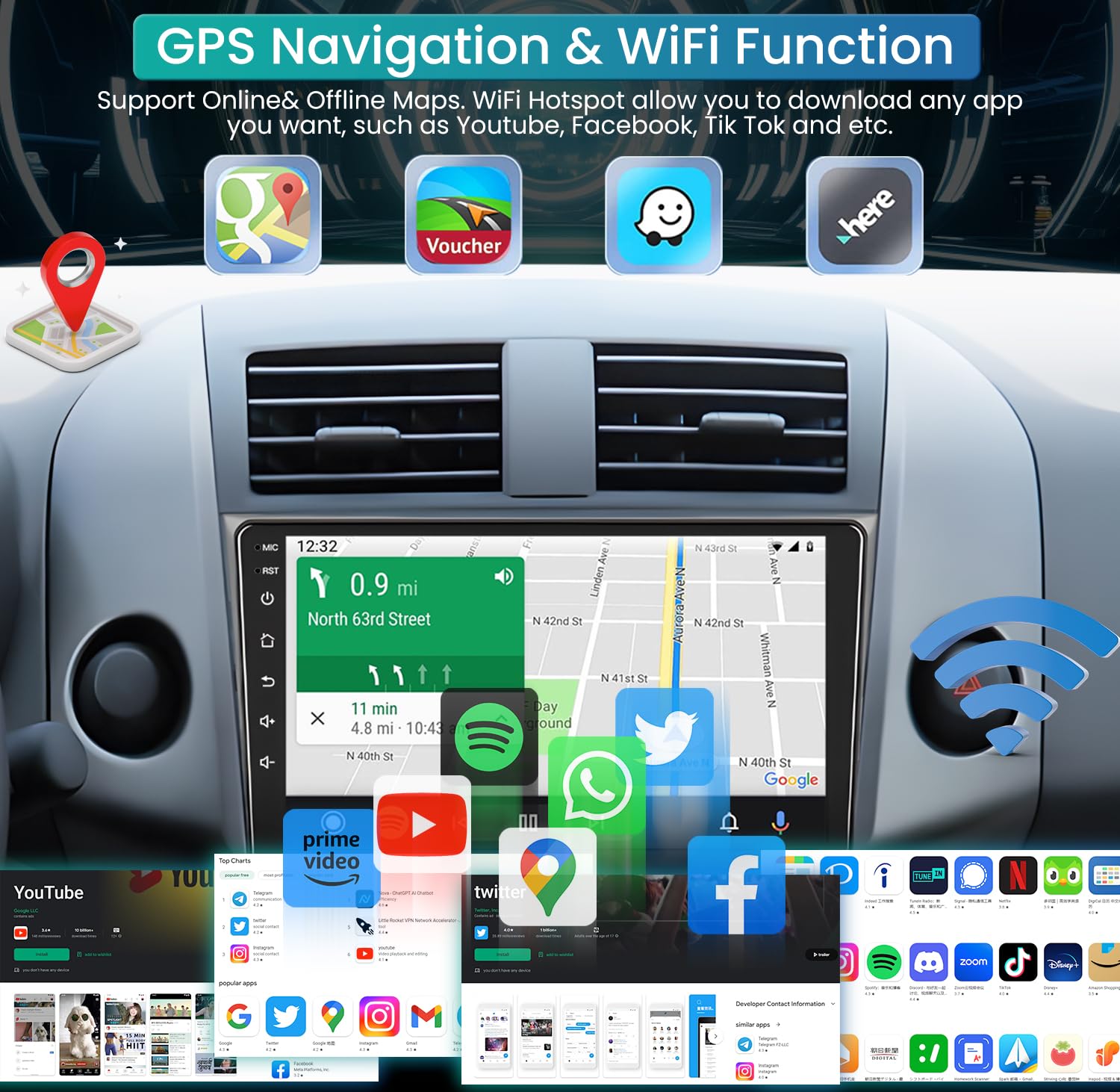 Car Radio For Toyota Rav4 2006 2012   (4Gb+32Gb) Apple Carplay Android Auto Car Stereo Gps Navigation With 1280 * 800 Touchscree