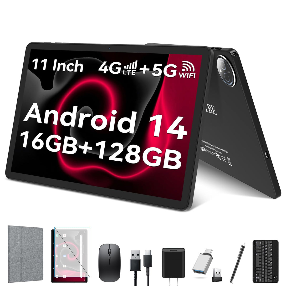 2025 Latest 11 Inch Tablet, Android 14 Tablets With 16Gb Ram 128Gb Rom 1Tb Expandable, Dual 4G Cellular Tablet With Keyboard, 80