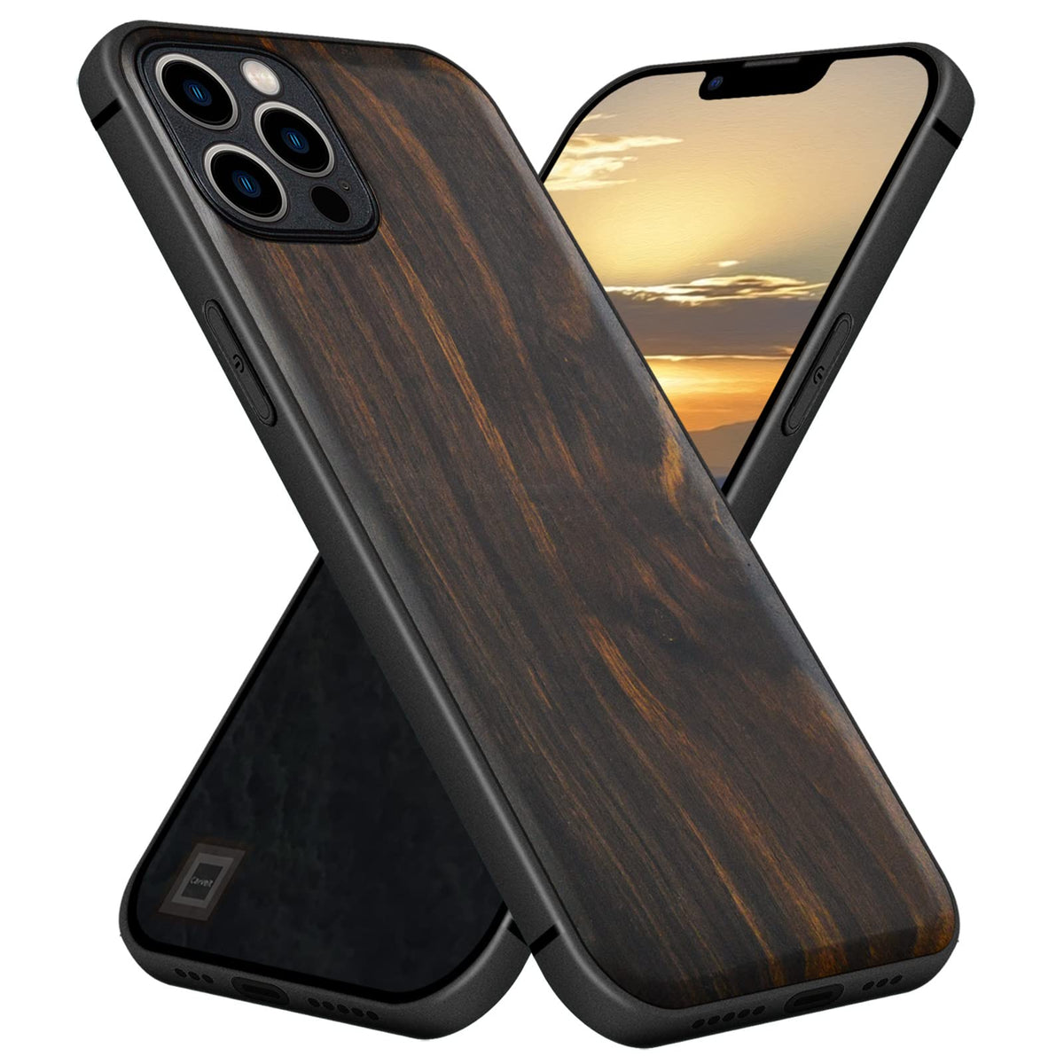 Carveit Magnetic Wood Case For Iphone 12 Pro Max Case Magsafe [Hard Real Wood & Soft Tpu] Shockproof Hybrid Protective Cover Uni