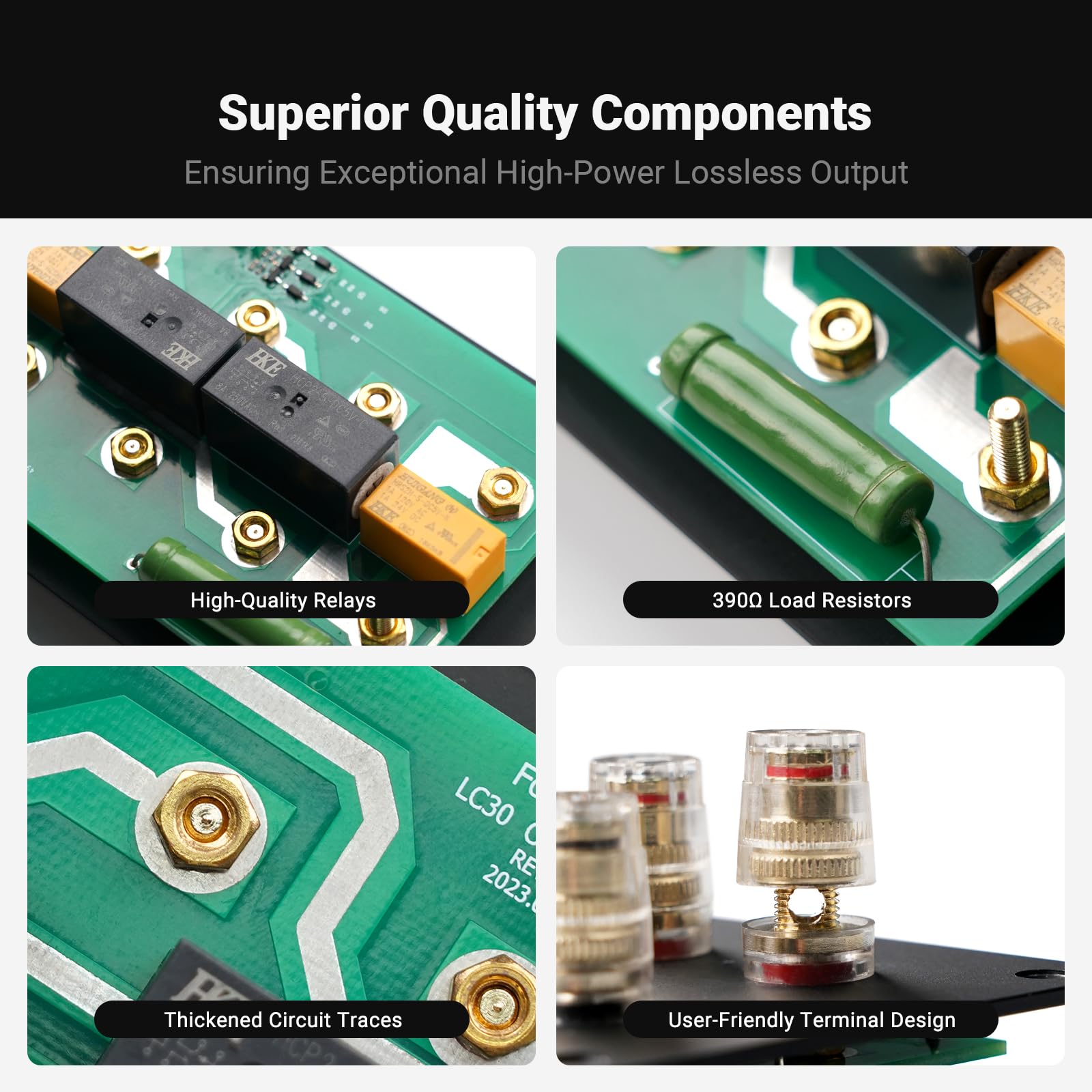 Fosi Audio LC30 VU Meter Amplifier Speaker Selector Switch Box with Remote Control for High Power Stereo Amps