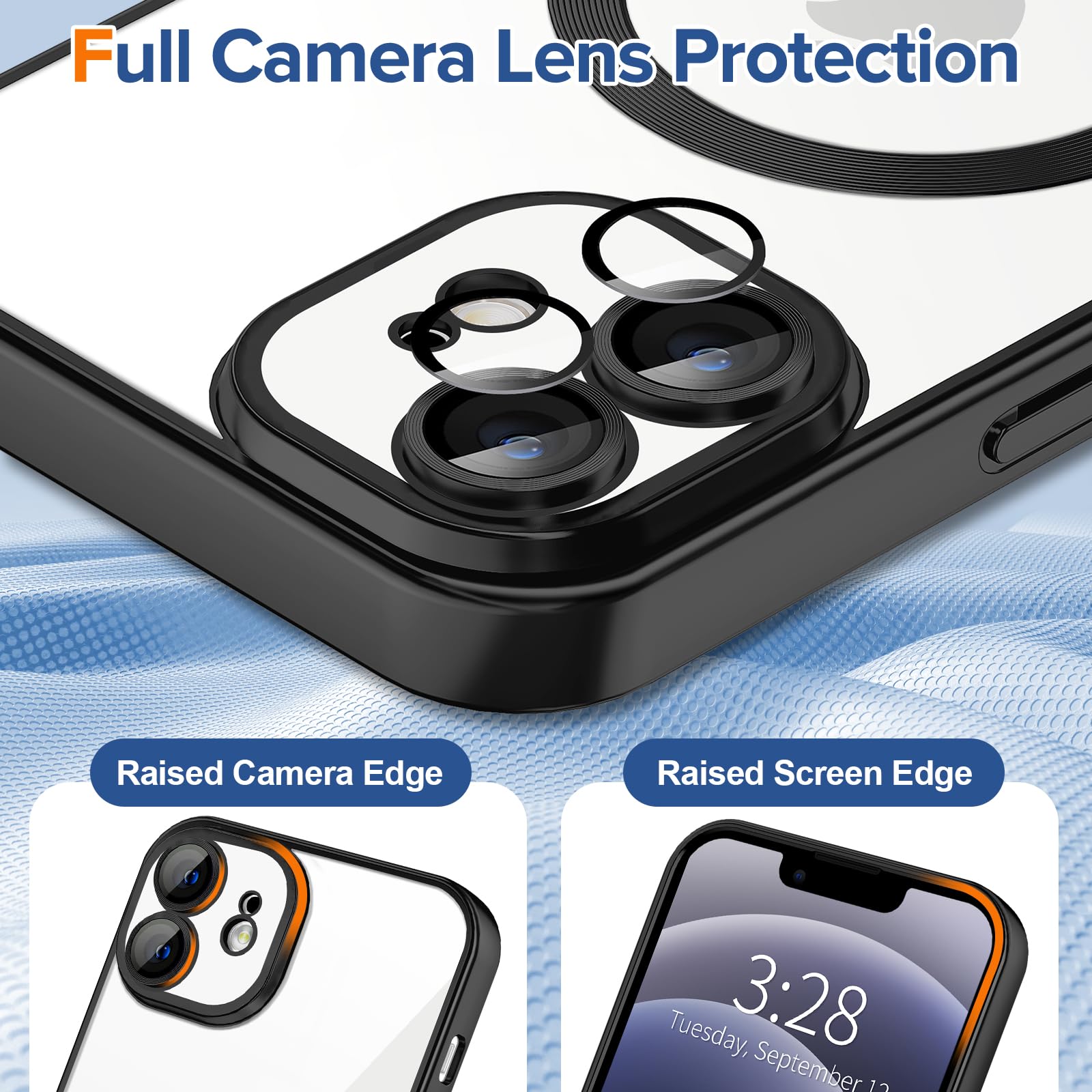 Hython Magnetic Clear Case For Iphone 12 Case With Camera Lens Protector [Compatible With Magsafe] Luxury Plating Edge Slim Soft