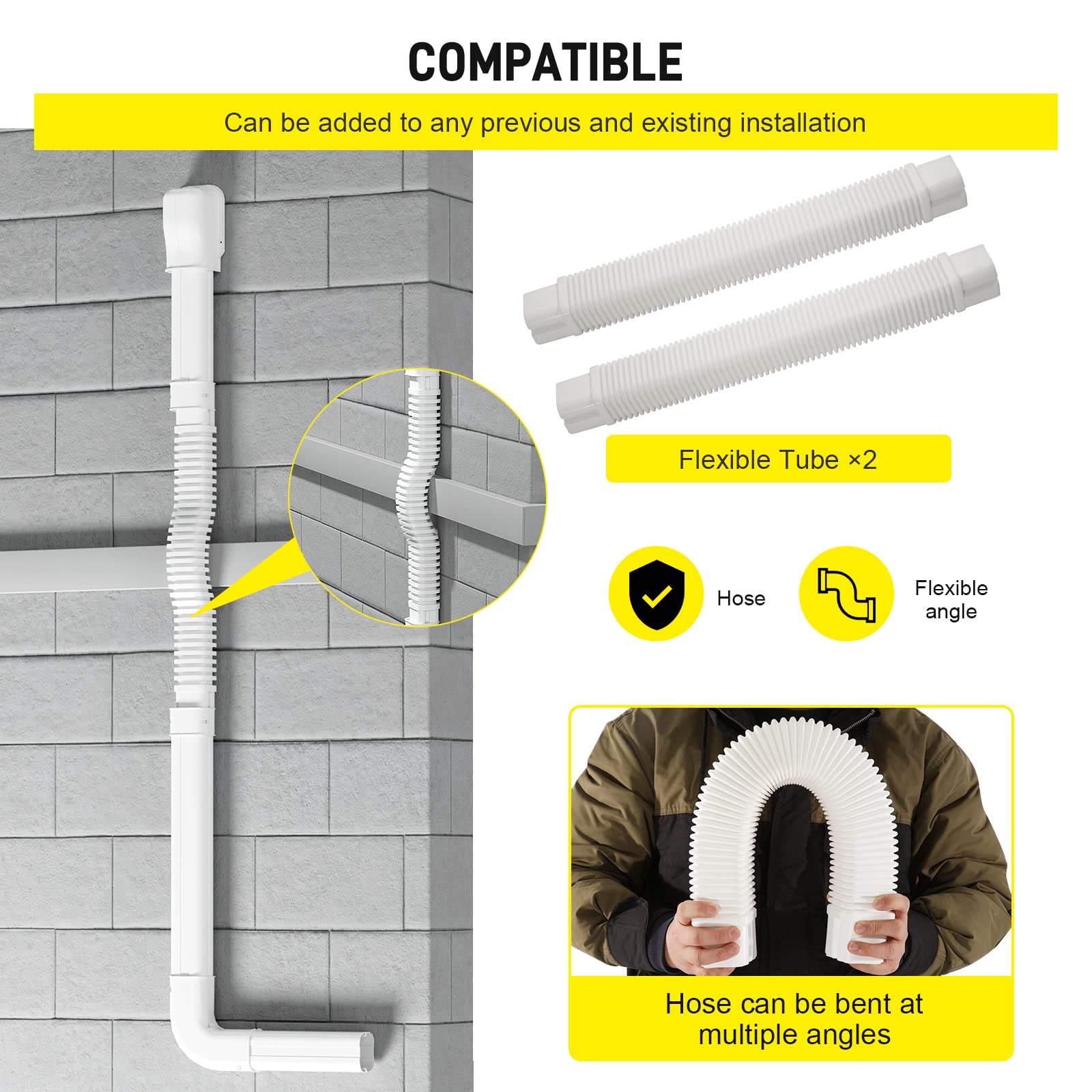 Dwale 3'' 17Ft Pvc Decorative Line Set Cover Kit, Mini Split Line Set Cover,For Ductless Mini Split Air Conditioner And Central