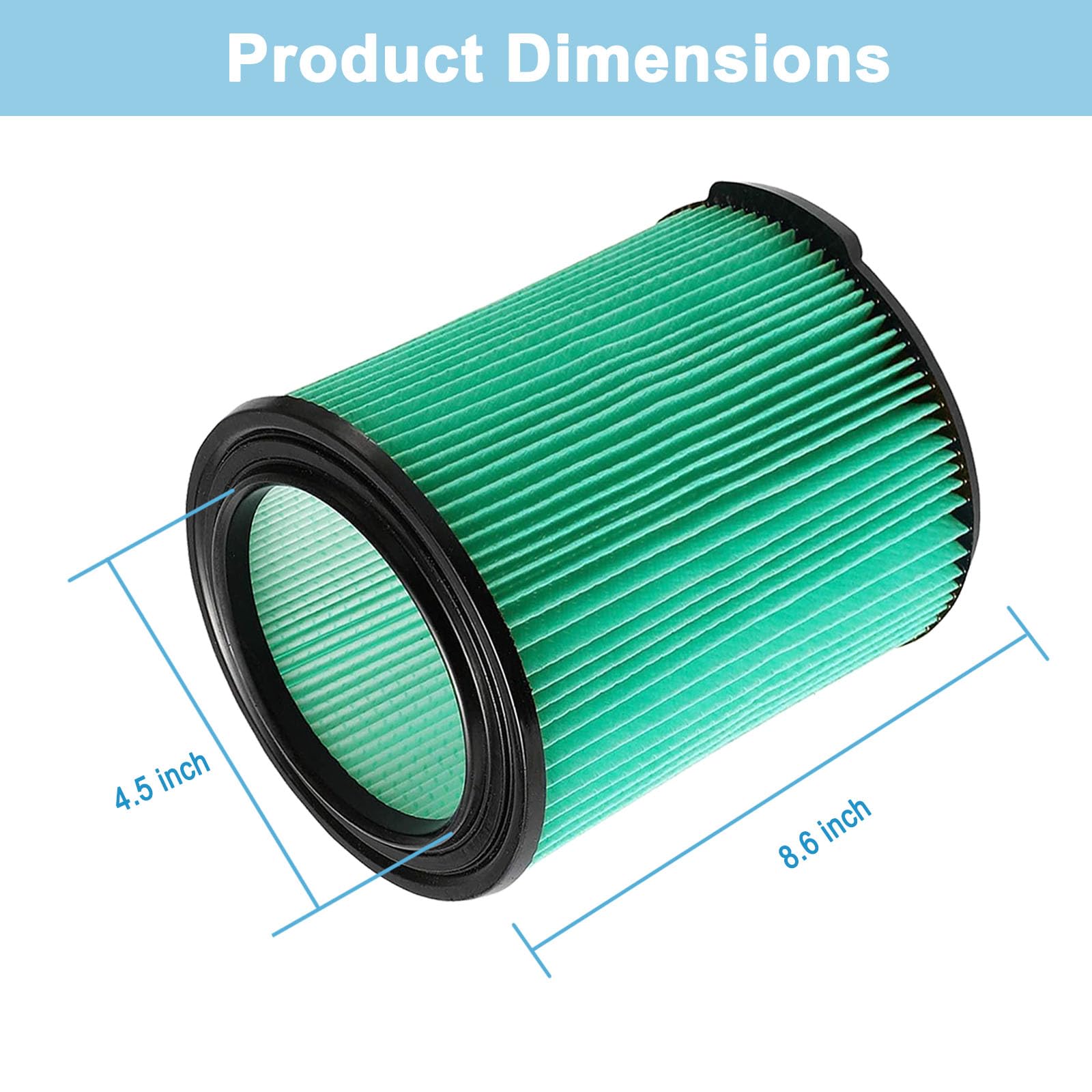 2 Pack Vf6000 Filter For Ridgid 5 20 Gallon Wet Dry Vacuums Wd5500 Wd0671 Wd6425 Wd7000 Wd1280 Wd1851 Wd1680 Wd1956 Rv2400A 1400