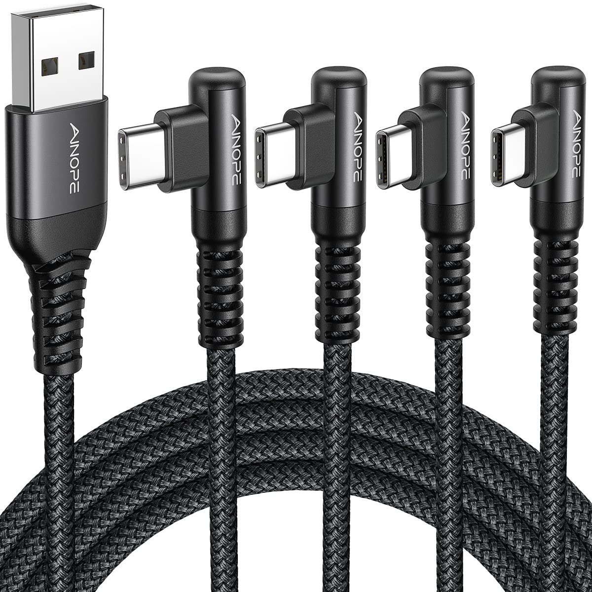 Ainope Usb Type C Cable [4 Pack 3.3Ft/3.3Ft/6.6Ft/10Ft] 3.1A Fast Charging Usb To Usb C Cable, Nylon Braided Usb C Charging Cabl