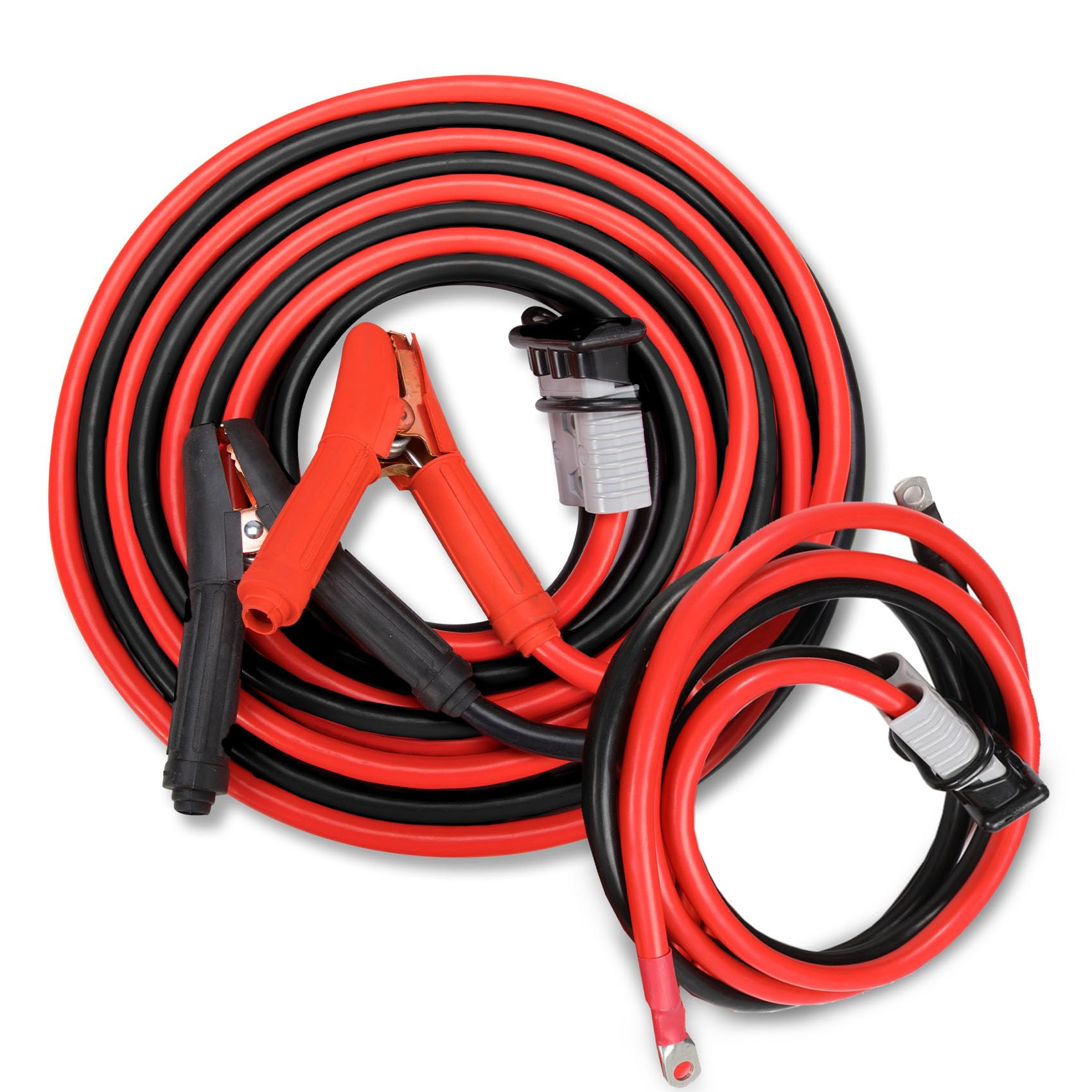FIERYRED 1 Gauge 30 FT Quick Connect Jumper Cables, 1500A Heavy Duty Booster Cables with Travel Bag, Battery Jumper Cable for Tr