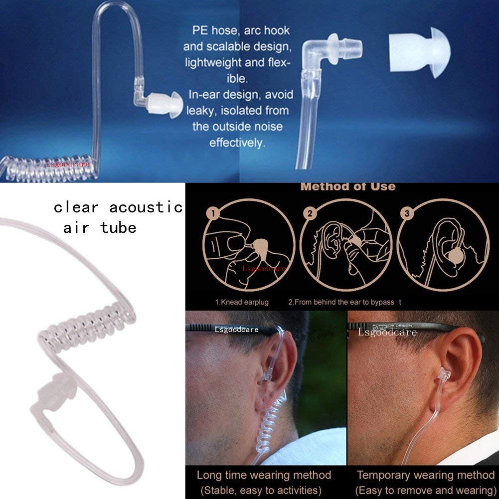 Lsgoodcare Replacement Covert Acoustic Air Coil Audio Tube With Earbuds Compatible For Motorola Kenwood Icom Yaesu Two Way Radio Fbi Covert Acoustic Tube Earpiece Headset 10Pack