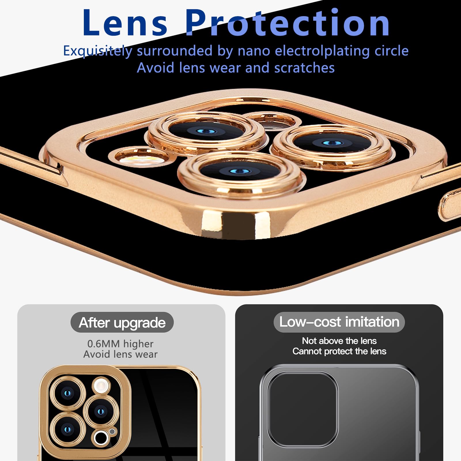 Lafunda Designed For Iphone 15 Pro Case Cute, Luxury Plating Case For Women Girls Elegant Gold Edge Tpu Bumper Cover With Camera