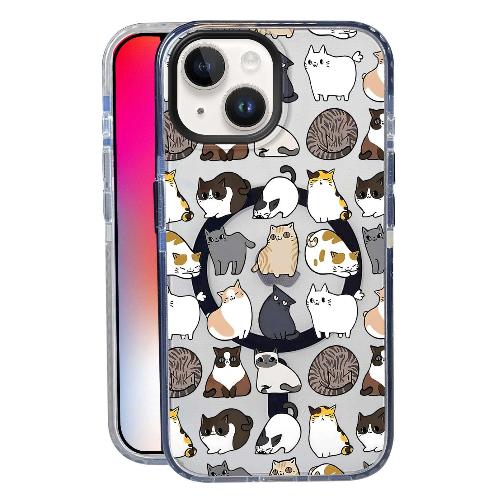 Nimeey Cat for iPhone 14 Case,MagSafe Compatible,Matte Soft Slim Shockproof Cover,Anti-Fingerprint,Anti-Yellowing,Anti-Scratch B