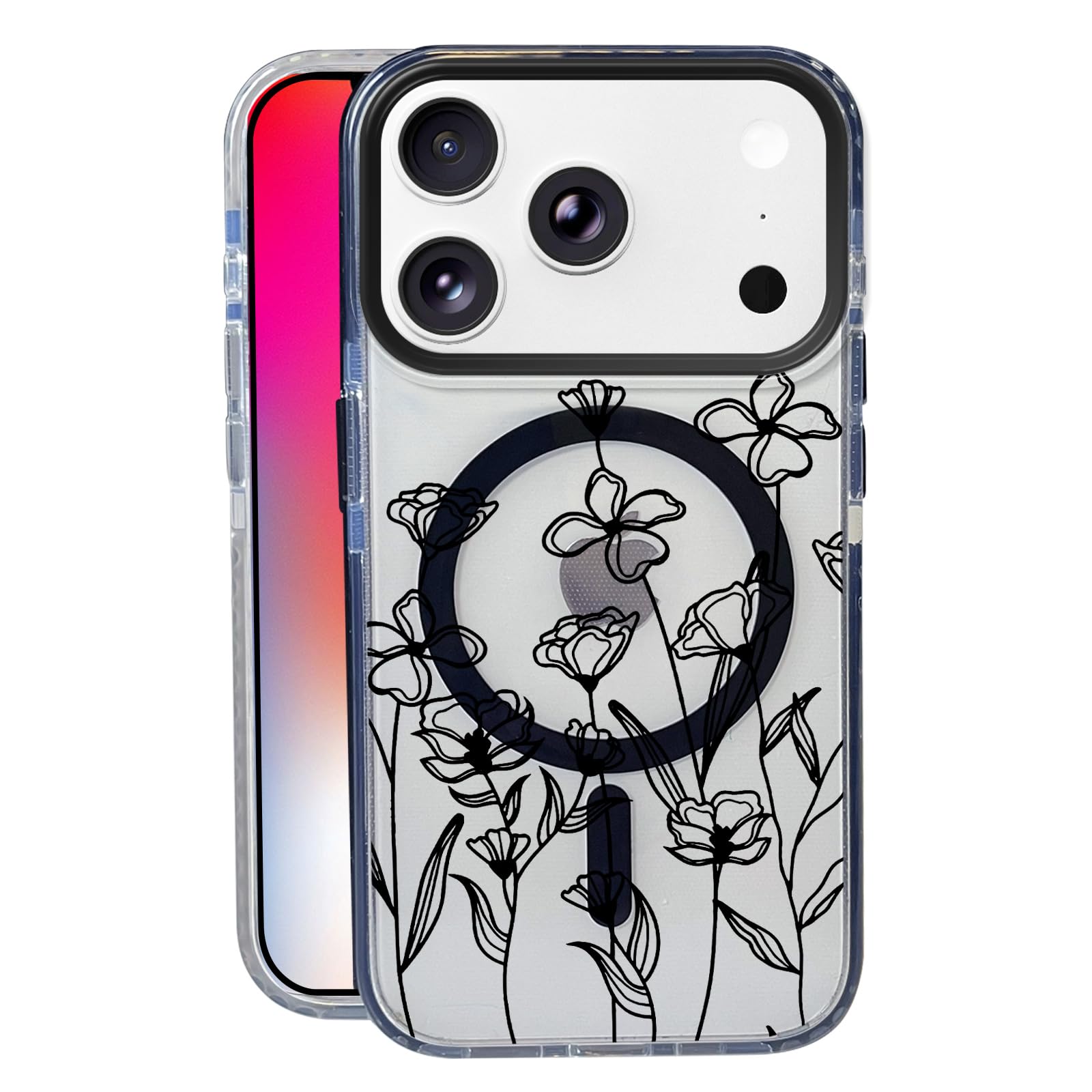 Nimeey Cute Floral for iPhone 17 Pro Max Case,MagSafe Compatible,Matte Soft Slim Shockproof Cover,Anti-Fingerprint,Anti-Yellowin