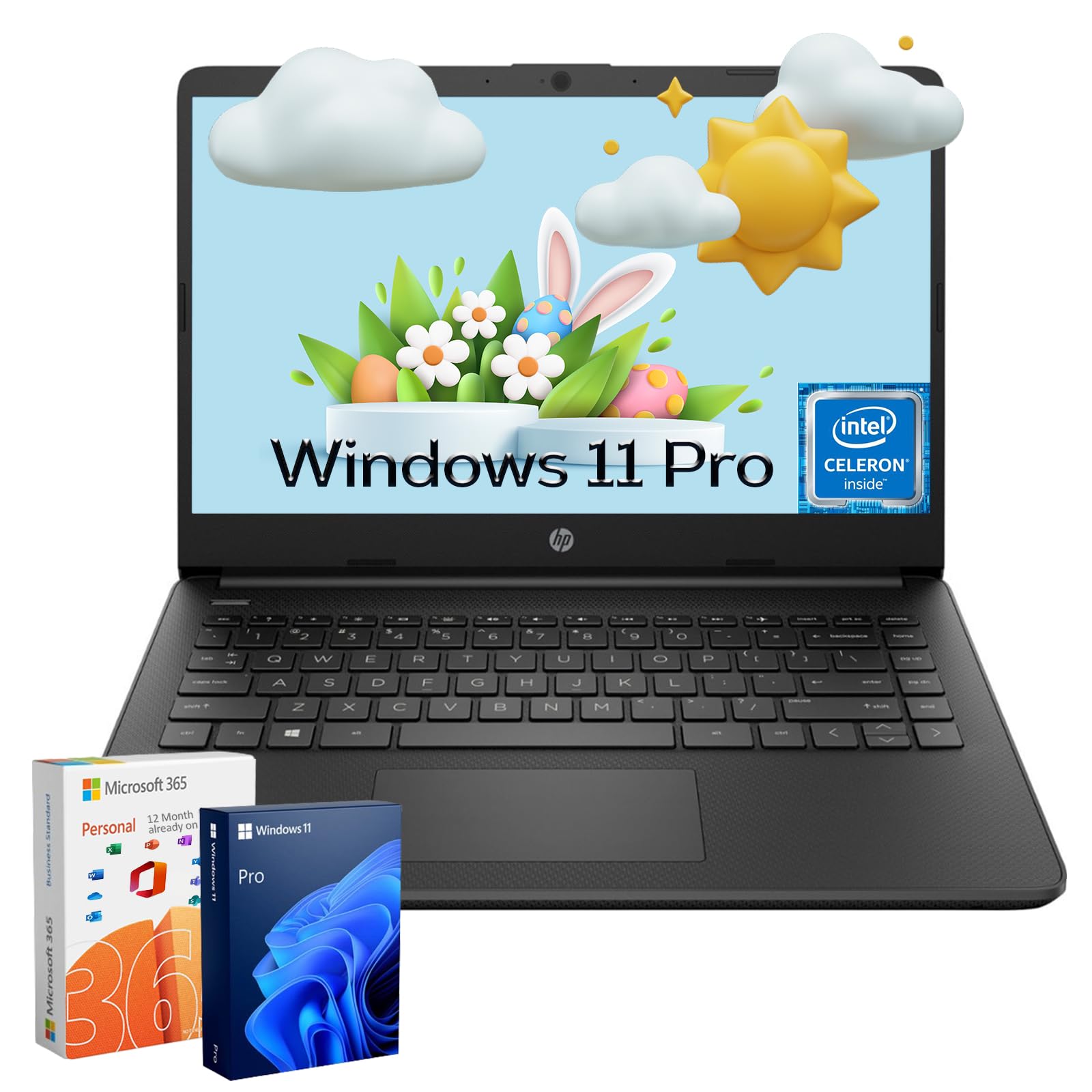 Hp Ultra Thin Everyday Laptop Notebook   Windows 11 Pro & 1 Year Microsoft 365, 8Gb Ram, 384G Storage(128G Emmc+256G Sd Card), I