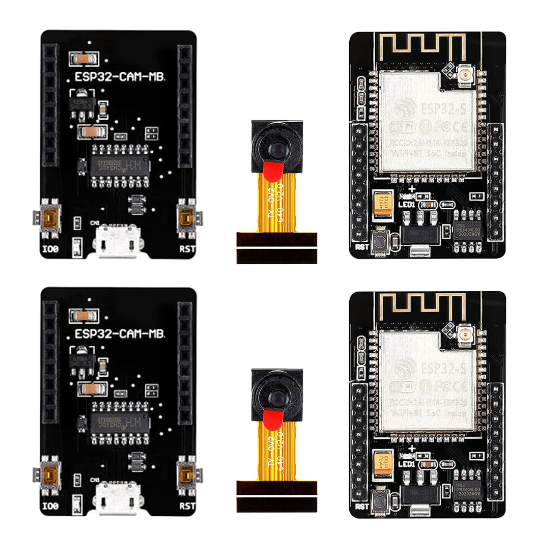 HiLetgo 2pcs ESP32-CAM Camera Module ESP32-S OV2640 2MP Camera Development Board + Micro USB to Serial Port CH340C 4.75V-5.25V W