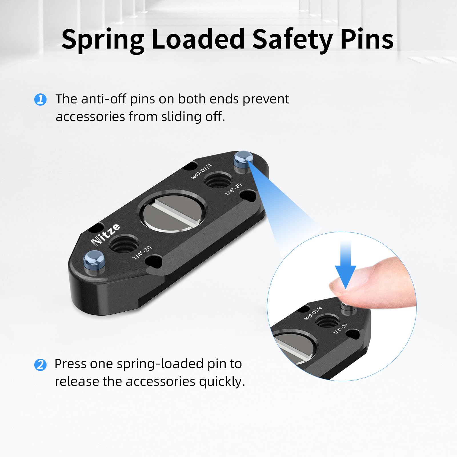 Nitze Nato Rail With 1/4    Screw And Removable Locating Pins   N49 D1/4