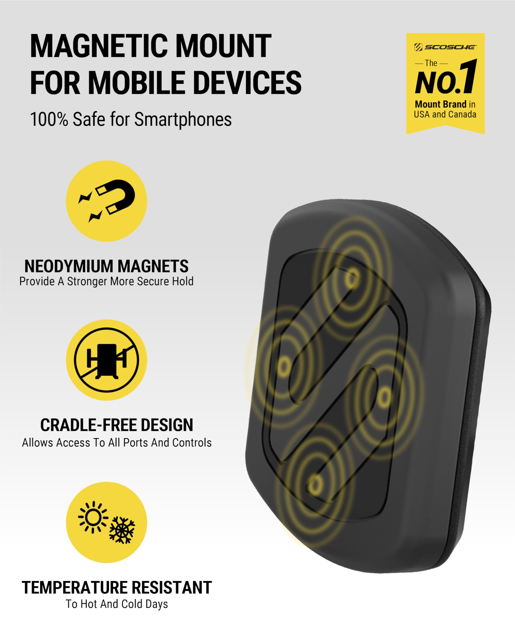 Scosche Mxwdl Extra Strong Magicmount Magnetic Car Dashboard/Windshield Phone Holder With Extra Strength Magnet And Thicker Meta