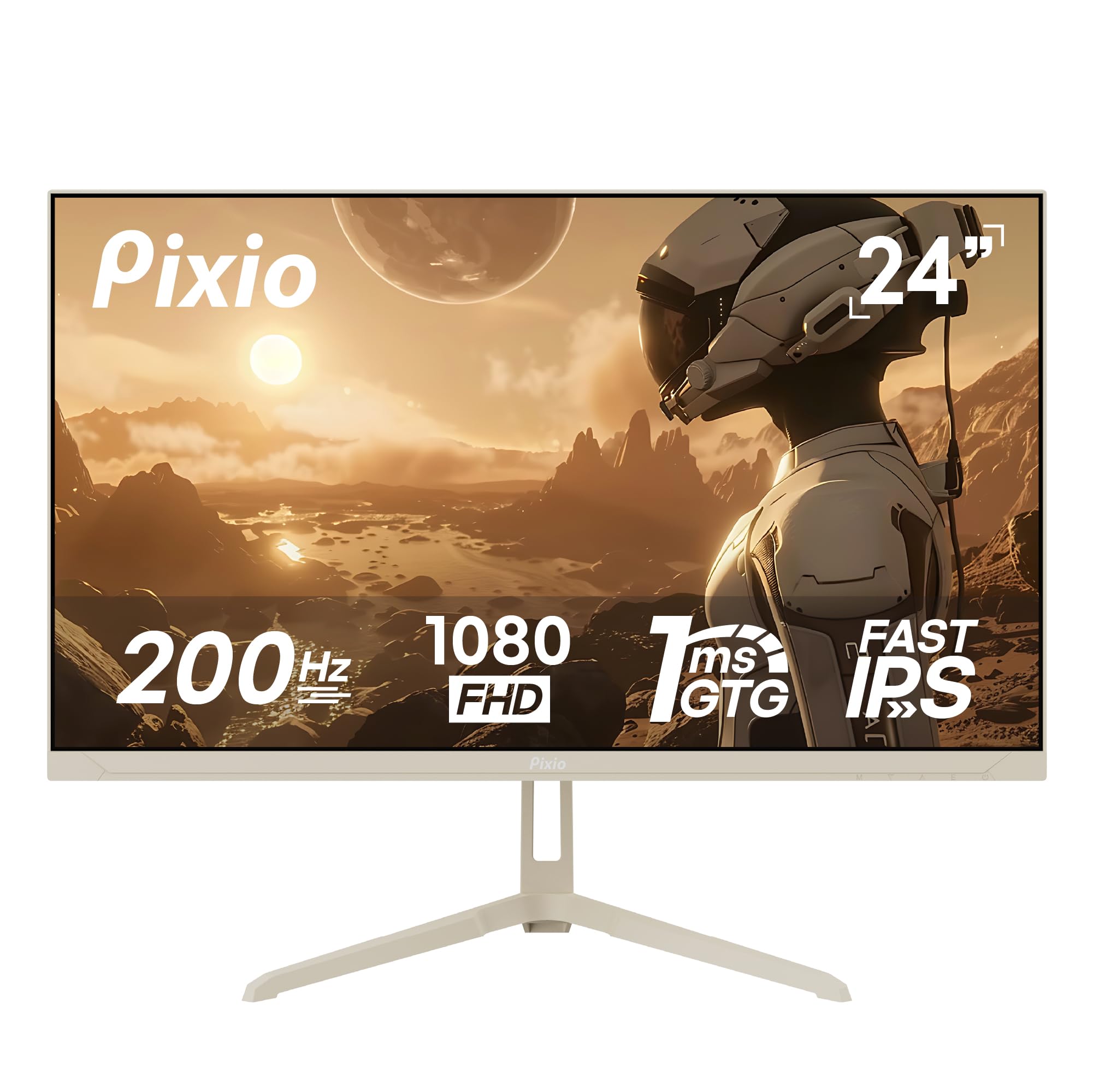 Pixio PX248 Wave Beige 24 inch 200Hz Refresh Rate FHD 1080p Resolution Fast IPS Panel 1ms GTG Response Time Built-in Speakers Ga