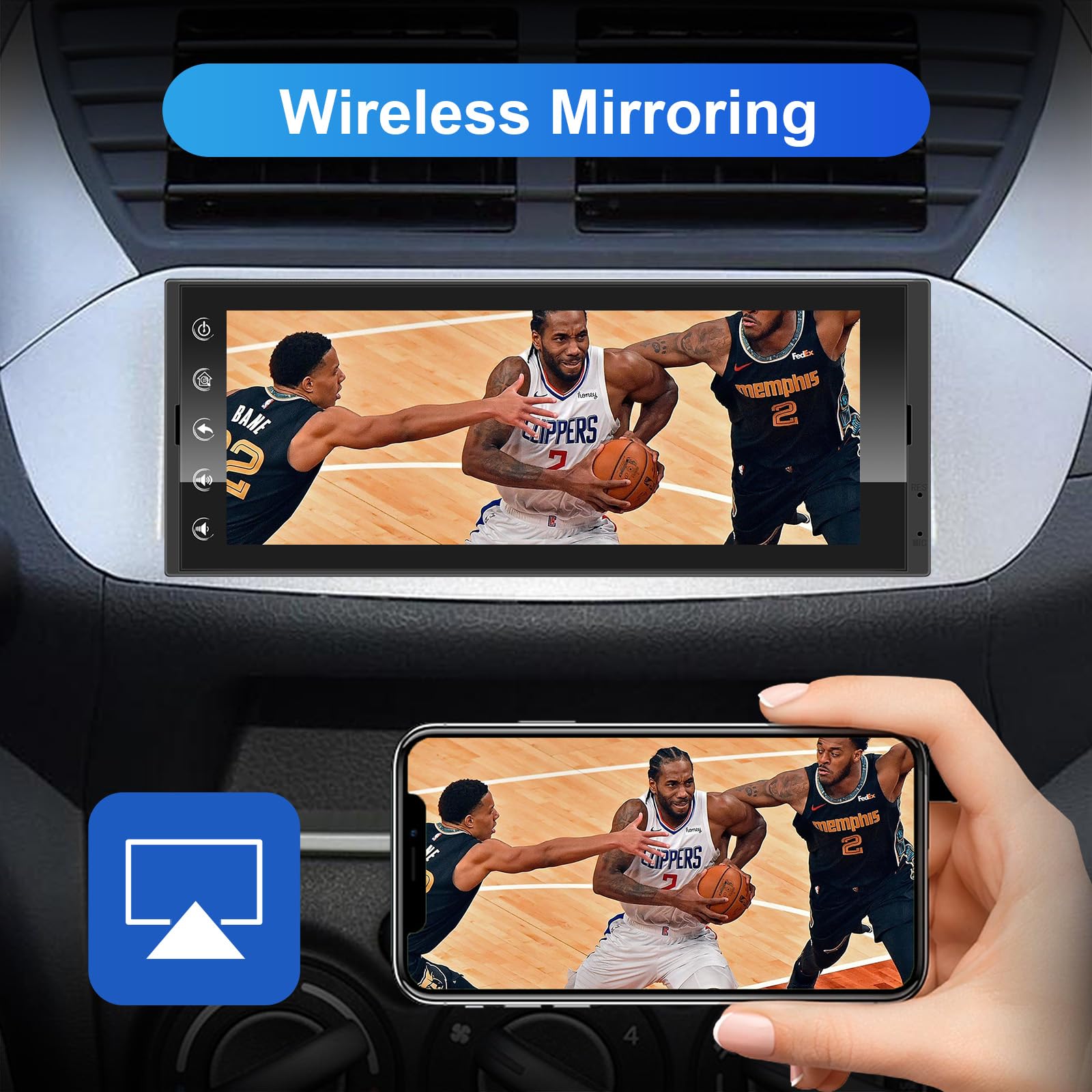 Single Din Touchscreen Car Stereo Carplay Wireless Android Auto, 6.9 Inch Radio Multimedia With Gps Navigation Hands Free Callin