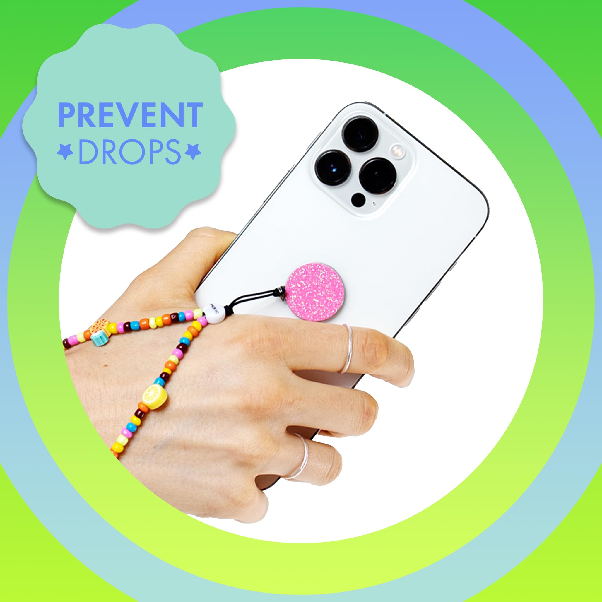 Moxyo Zigi Band Beaded Charm Bracelet Wrist Strap For Iphone, Samsung, Lg, Google Devices, Glitter Fruit Beaded Phone Lanyard, A