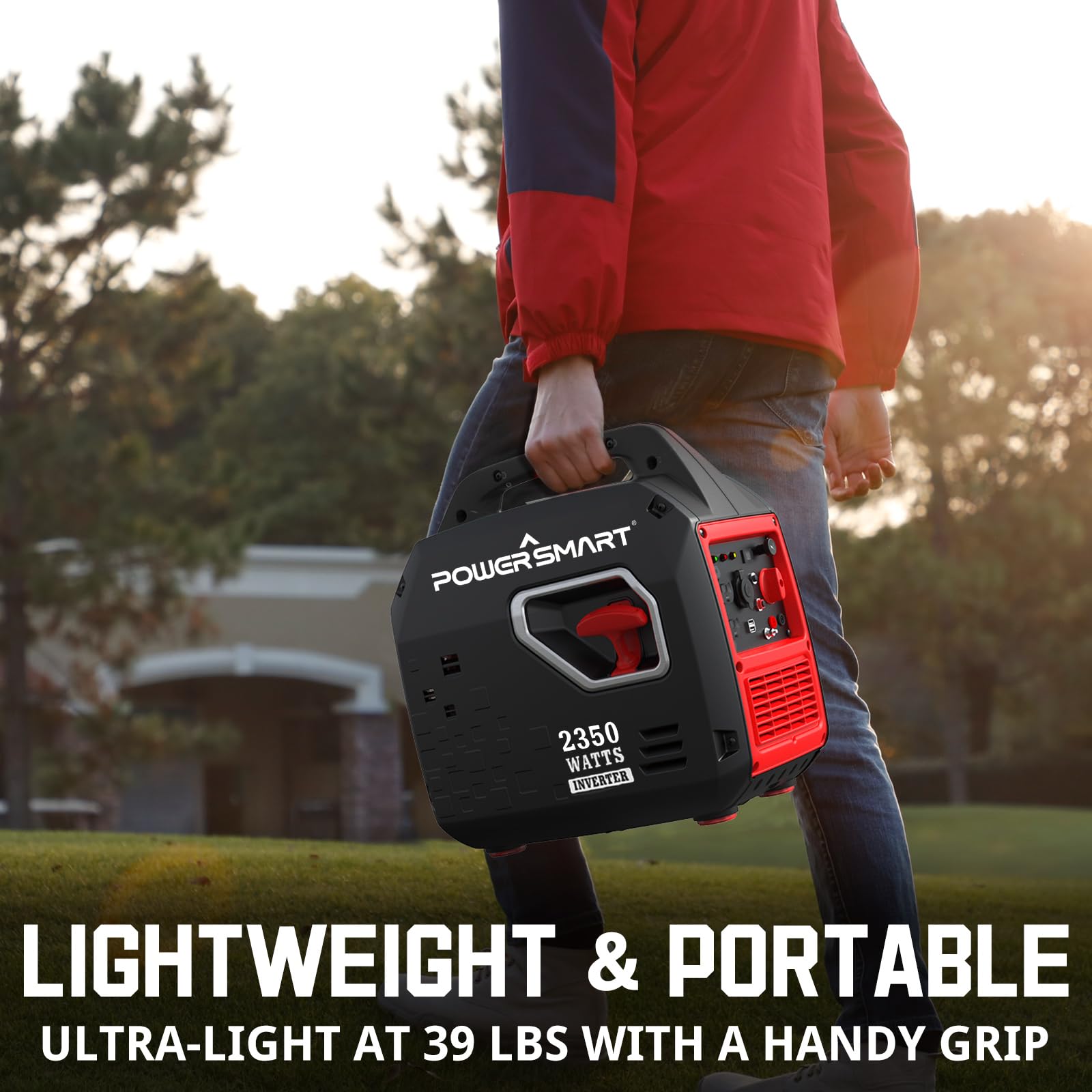 Powersmart 2350 Watt Portable Inverter Generator With Co Protect, Super Quiet Portable Generator Gas Powered, Ultral Light, Eco