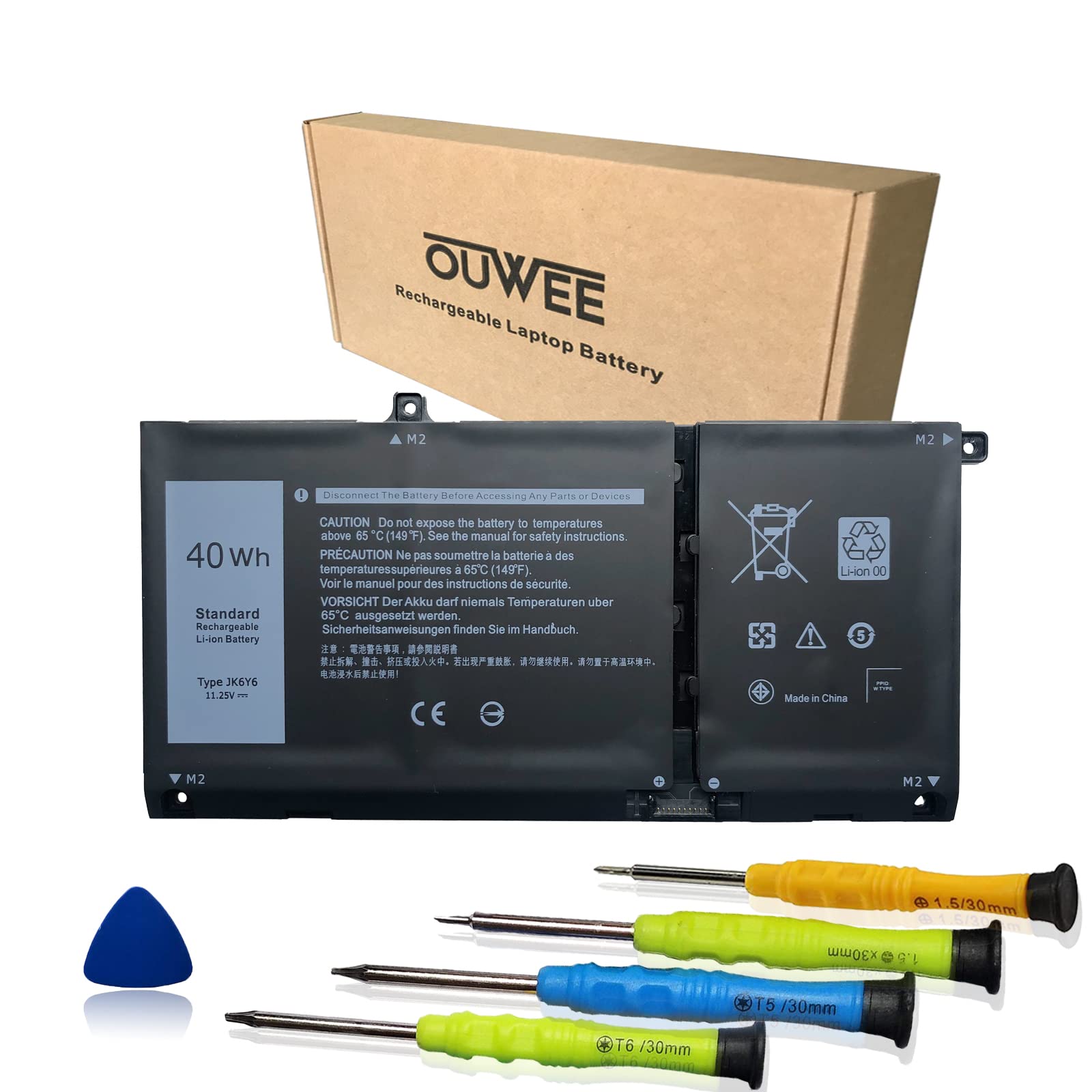 Ouwee Jk6Y6 Laptop Battery Compatible With Dell Latitude 3410 3510 Vostro 5300 5401 5501 Inspiron 5300 5401 5408 5501 5508 5400