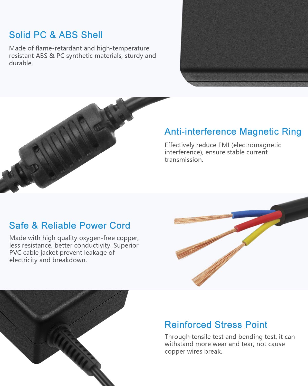 Alitove 19V Power Supply Adapter 3.42A 65W Ac/Dc Converter Transformer 100V~240V Ac Input With 5.5Mmx 2.5Mm Plug For Lcd Led Mon