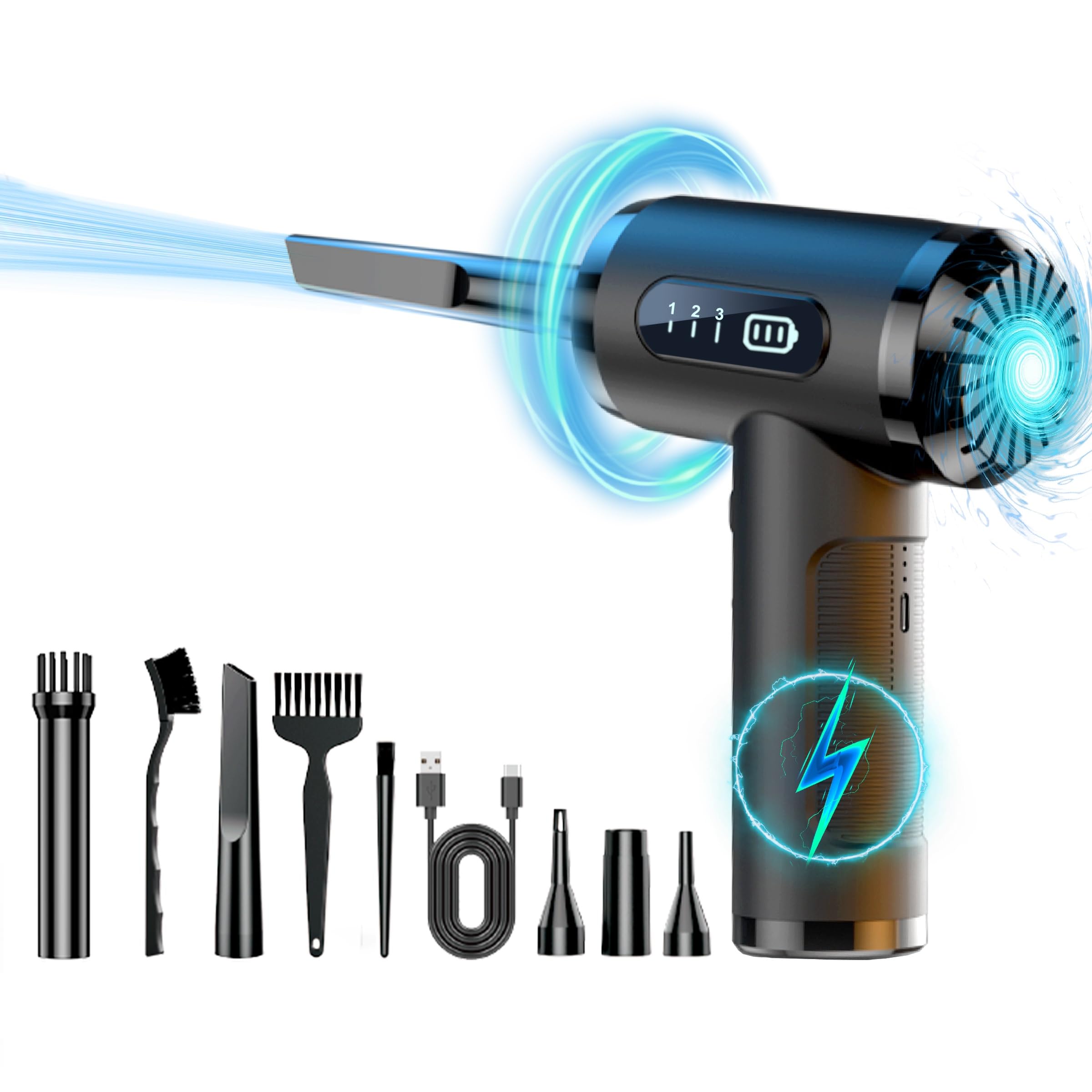 Lihan Compressed Air Duster,Dust Cleaner For Car,Computer,Keyboard,Camera,Desk,Laptop,Mini Electric Blower For Yoga Ball,Balloon,Air Bed.