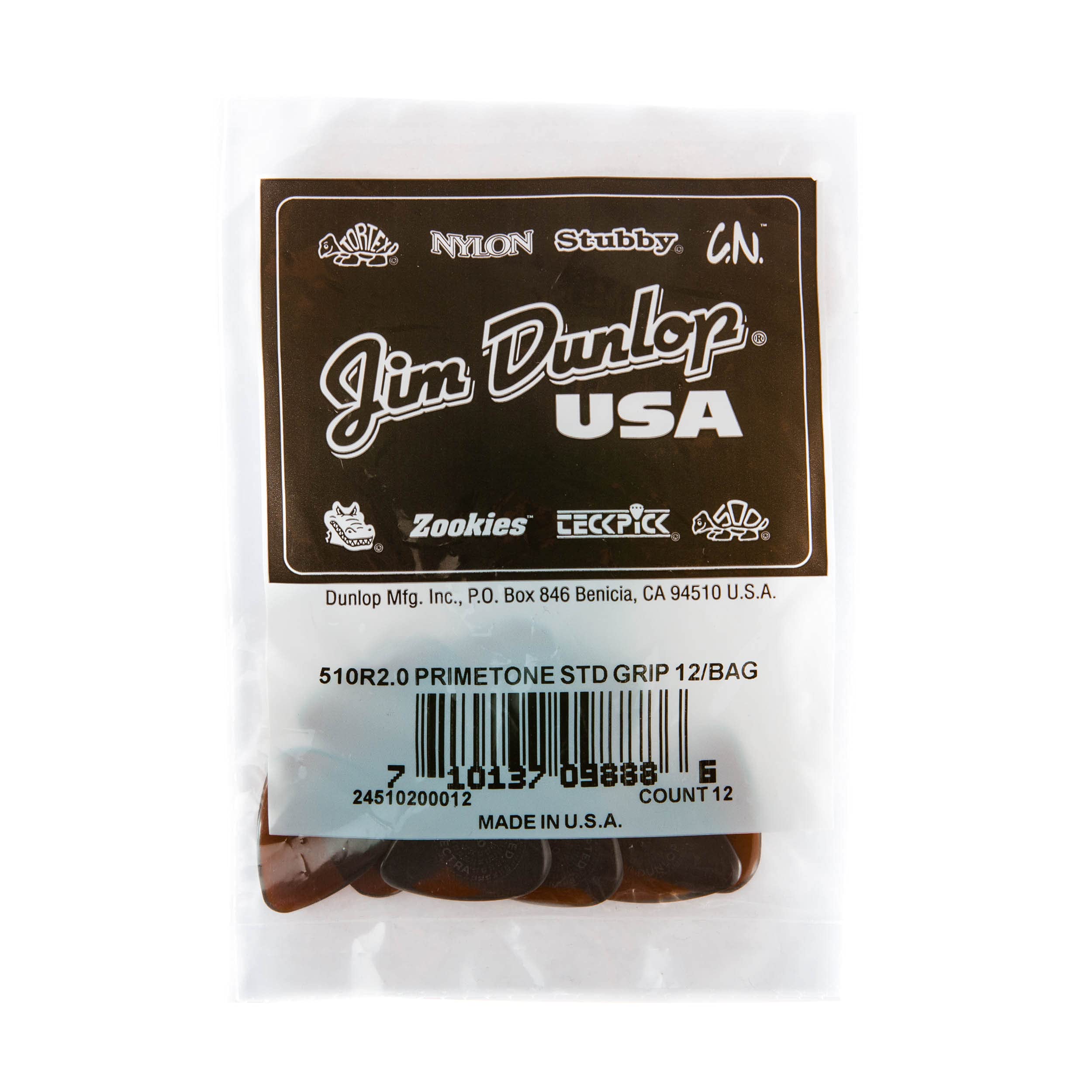 Jim Dunlop Primetone Standard 2.0Mm Sculpted Plectra With Grip   12 Pack (510R2.0)