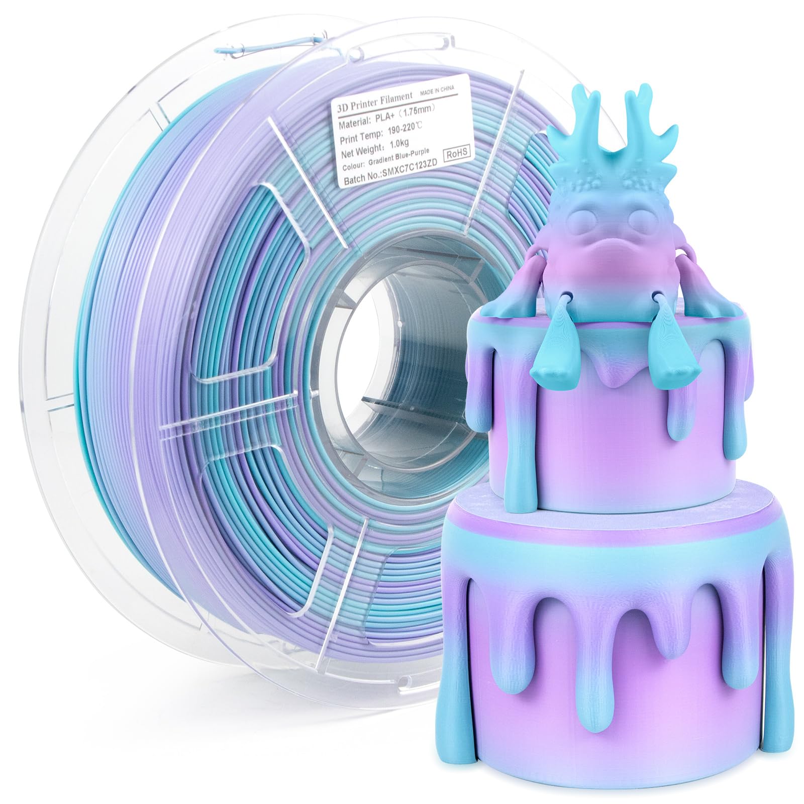 Isanmate Pla Filament Rainbow, Pla Plus Rainbow Filament 1.75Mm, Fast Change Multicolor Rainbow Pla Filament, Bluish Green, Purp