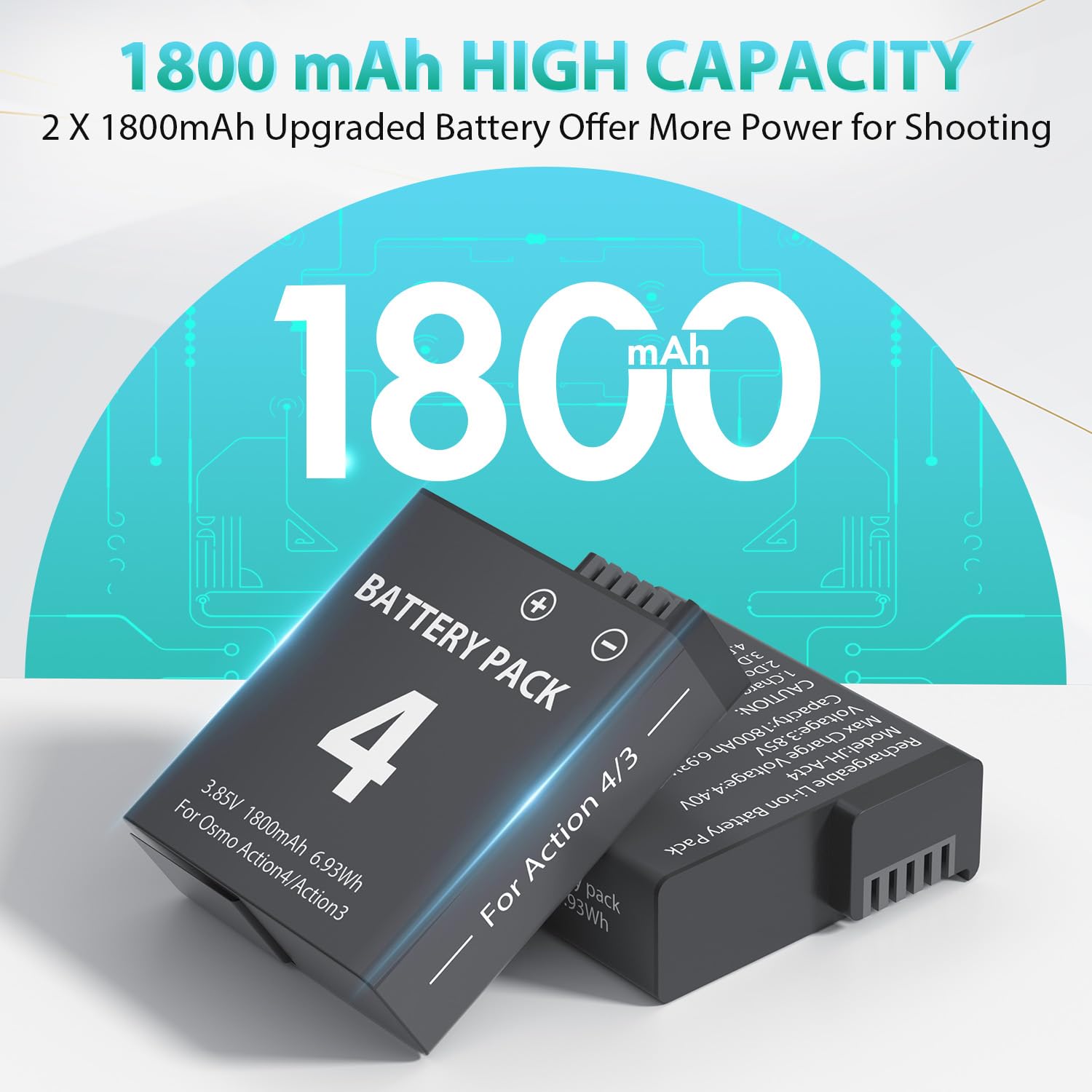 Lp Battery Charger Pack Compatible With Dji Osmo Action 3/4, 2 Pack1800Mah Dji Osmo Action 4 Camera Batteries, 3 Channel Usb Cha