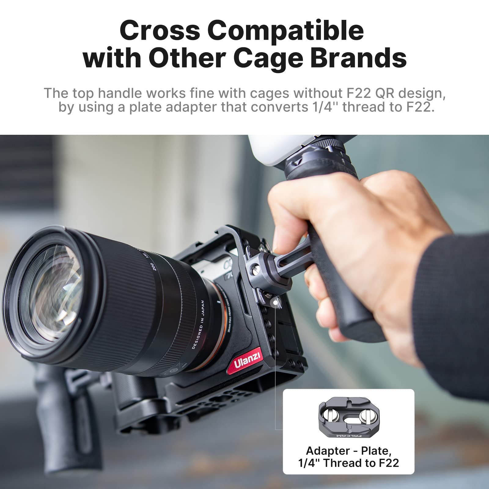 Falcam F22 Quick Release Handle, Camera Side Handheld Grip Convert 1/4 Thread To F22 Qr System, 22Mm Aluminum Video Shooting Acc