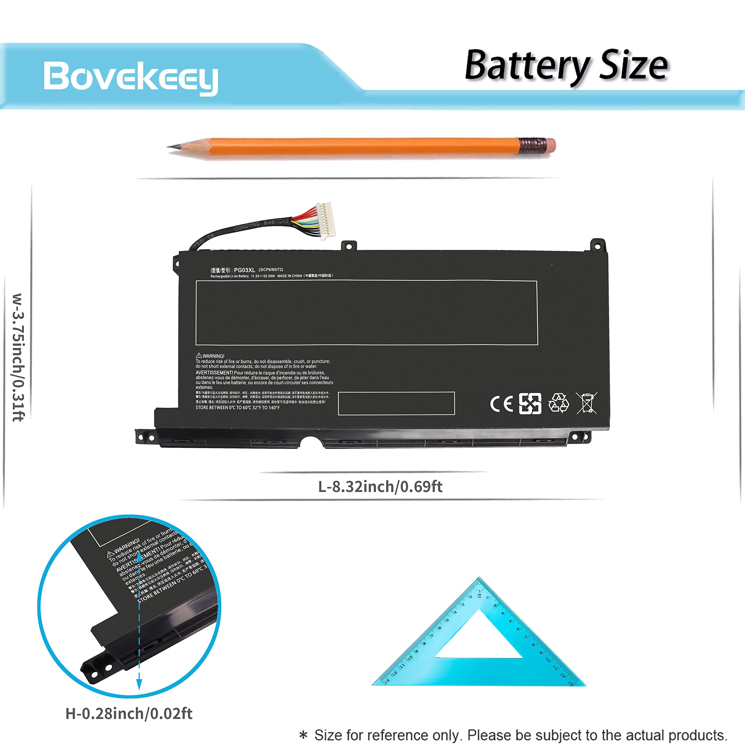 52.5Wh 11.55V Pg03Xl Battery I48495 005 For Hp Pavilion Gaming 15 Dk Dk0020Tx Dk0125Tx Dk0132Tx Dk0133Tx Dk0135Tx Dk0138Tx Dk013