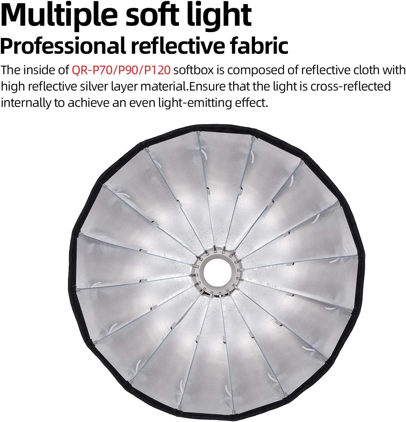 Godox Qr P120 47In / 120Cm Deep Parabolic Softbox Bowens Mount With Grid,Carrying Bag For Photo Studio Portrait Video Shooting (