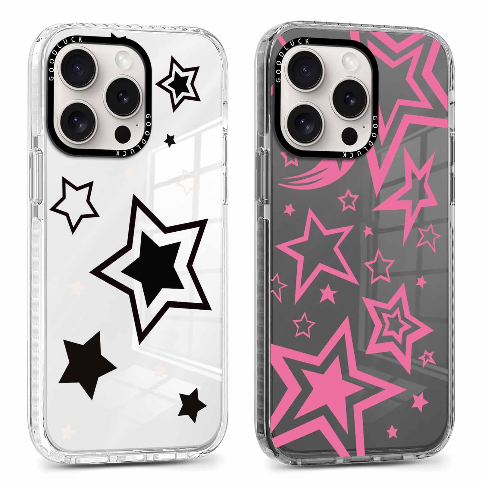 Rumdey 2 Pack Cute Clear Star Phone Case For Iphone 16 Pro 6.3 Inch, Aesthetic Trendy Soft Slim Fashion Protective Shockproof Tp