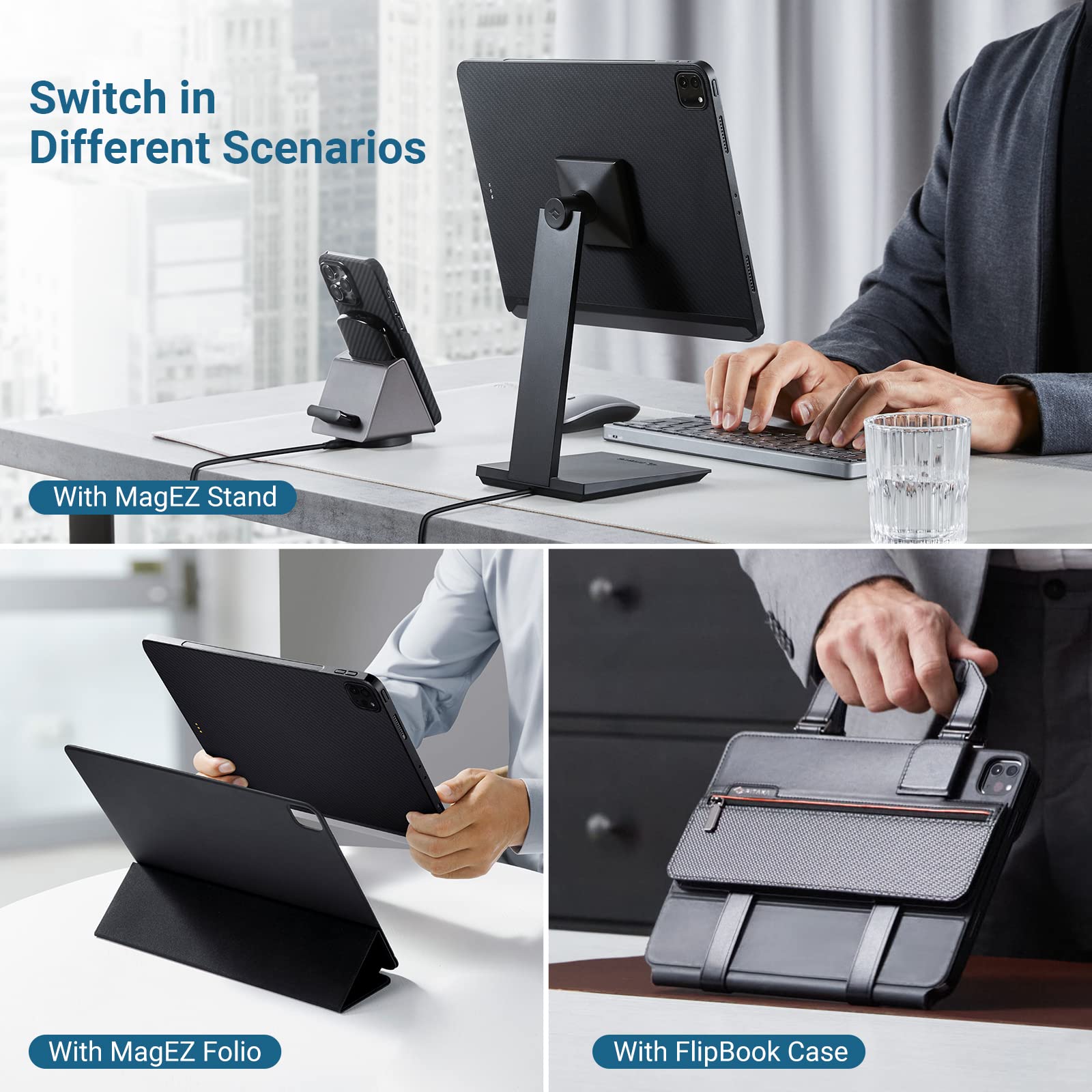 Pitaka Ipad Pro 11 Inch Case (2022/2021, 4Th/3Rd Generation), Ipad Pro 11 Inch Case Compatible With Magic Keyboard, Fits Magez Folio 2 & Magez Stand, Aramid Fiber Made, Black/Grey [Magez Case 2]