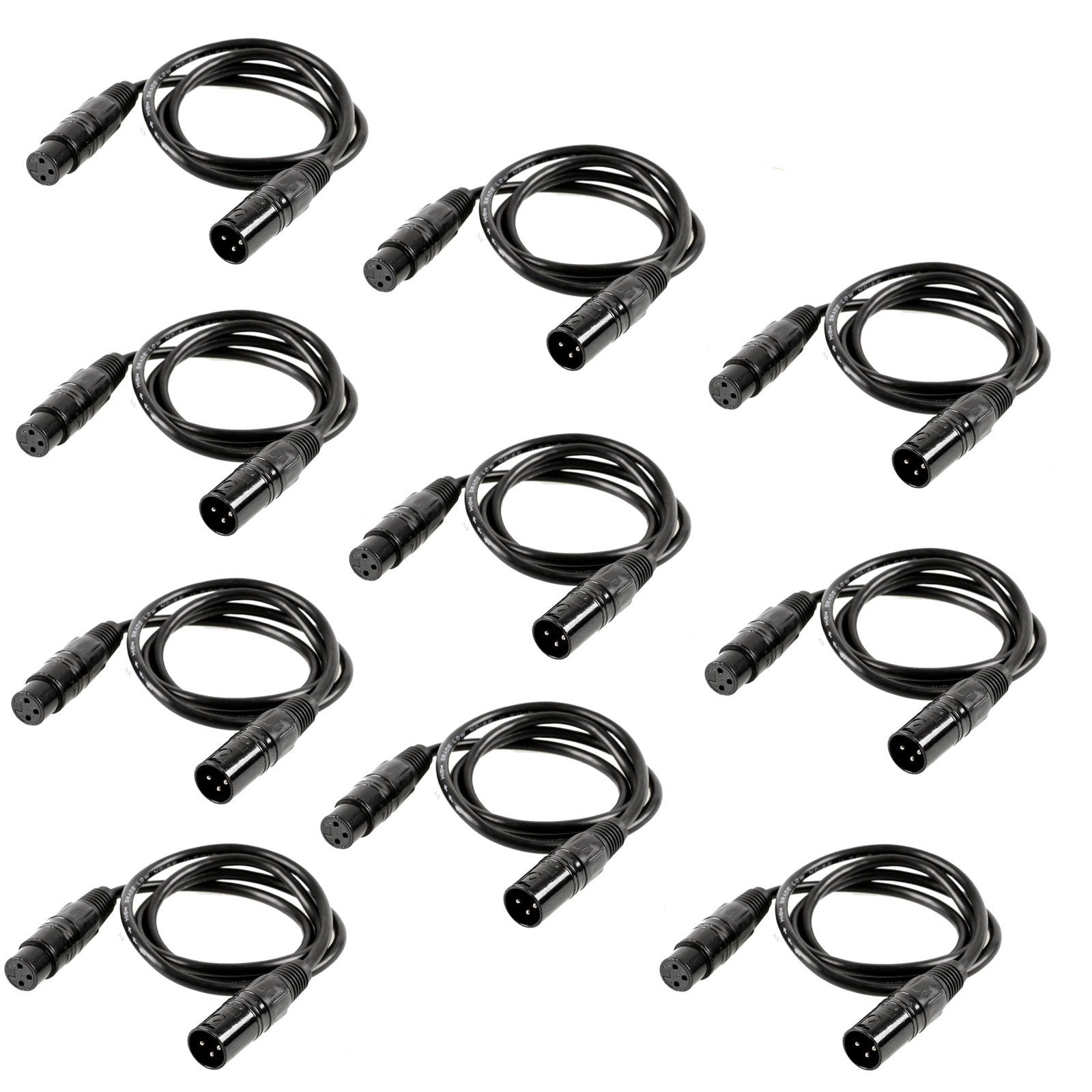 Mountain_Ark 10 Pack 6.5 Ft 3 Pin Dmx Cable Signal Xlr Connection Stage Light Wire