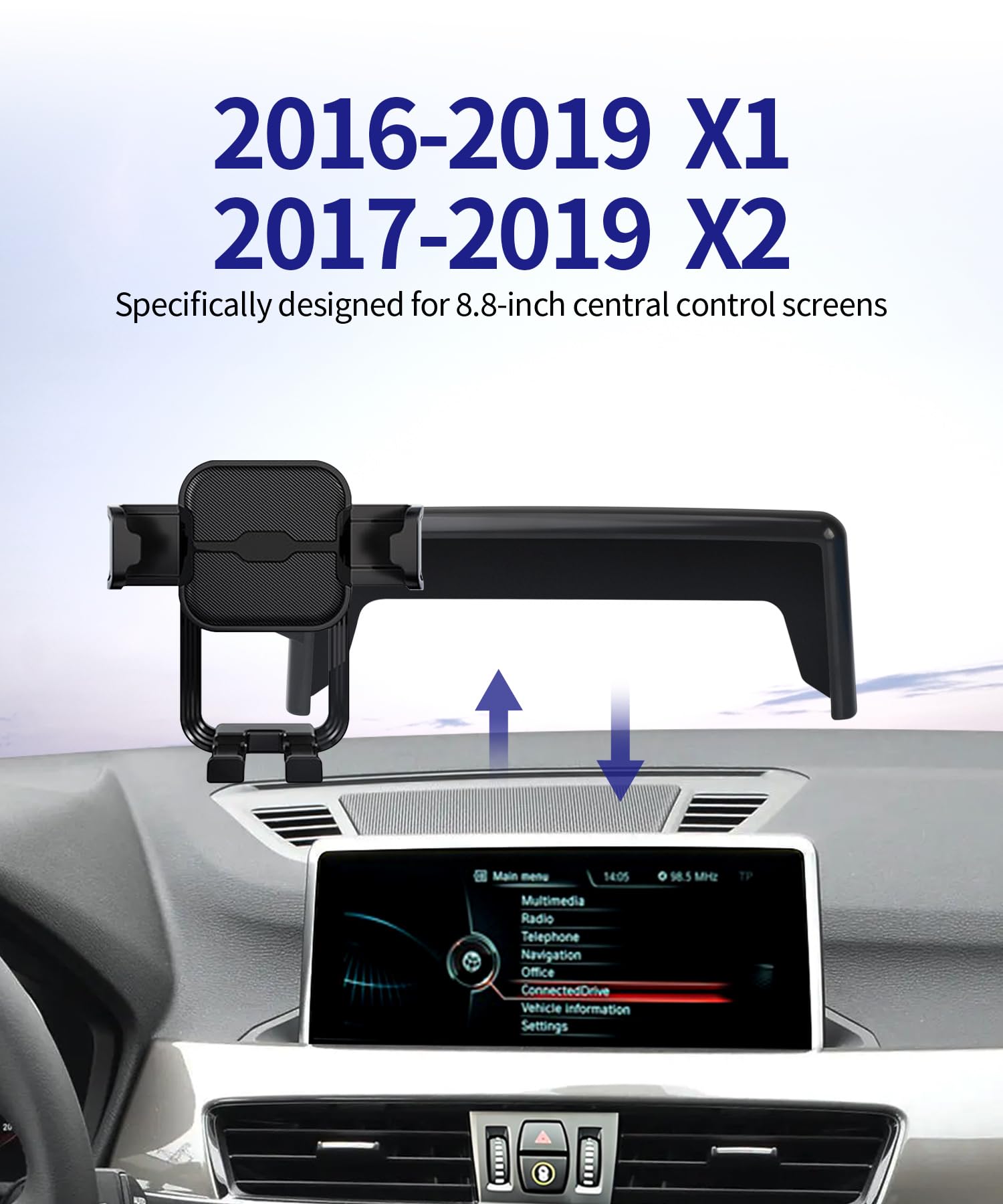 Masergogo Car Phone Holder For 2016-2022 Bmw X1 / 2018-2023 Bmw X2, 360 Rotation, 8.8 Inch Screen Fixed Clip, Auto Accessories N