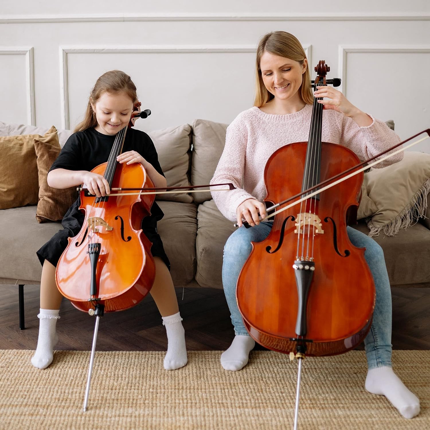 Adm 3/4 Size Student Cello Bow, Well Balanced Handmade Brazilwood Classic Cellos Bow Light Weight With Horsehair, Ebony Frog For