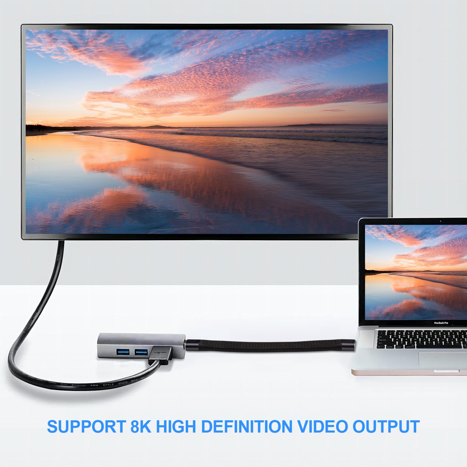 Leehitech Short Usb C Cable (5 Inches), Usb 4.0Type C Flat Cable Male To Male 40Gbps Data Transfer 240W Pd Fast Charging 8K@60Hz