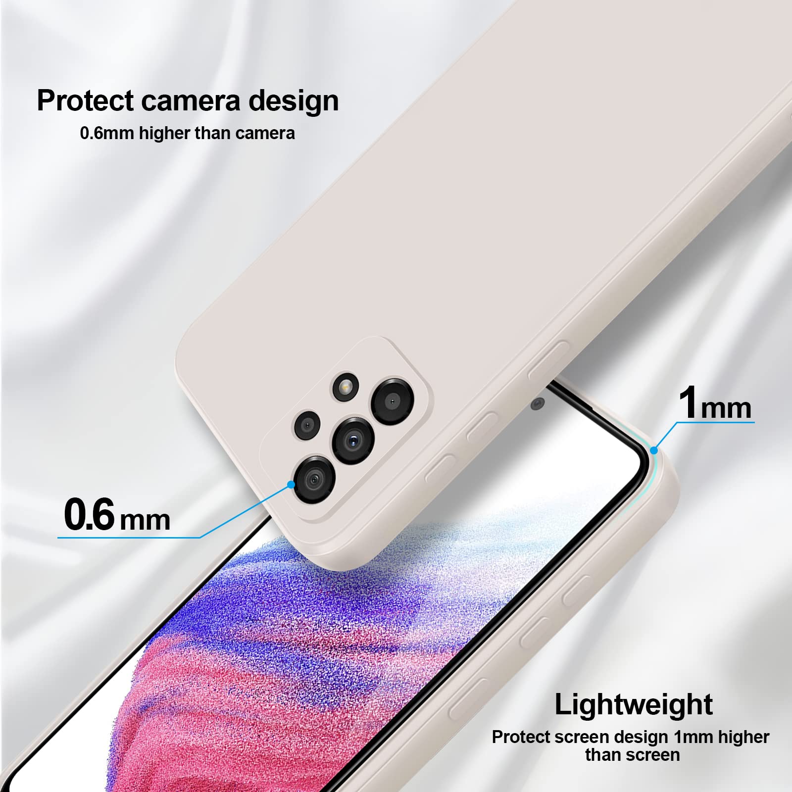 Giiyoon Silicone Case Compatible With Samsung Galaxy A53 5G, Full Body Silky Soft Touch Phone Case With Camera Protection, Shock