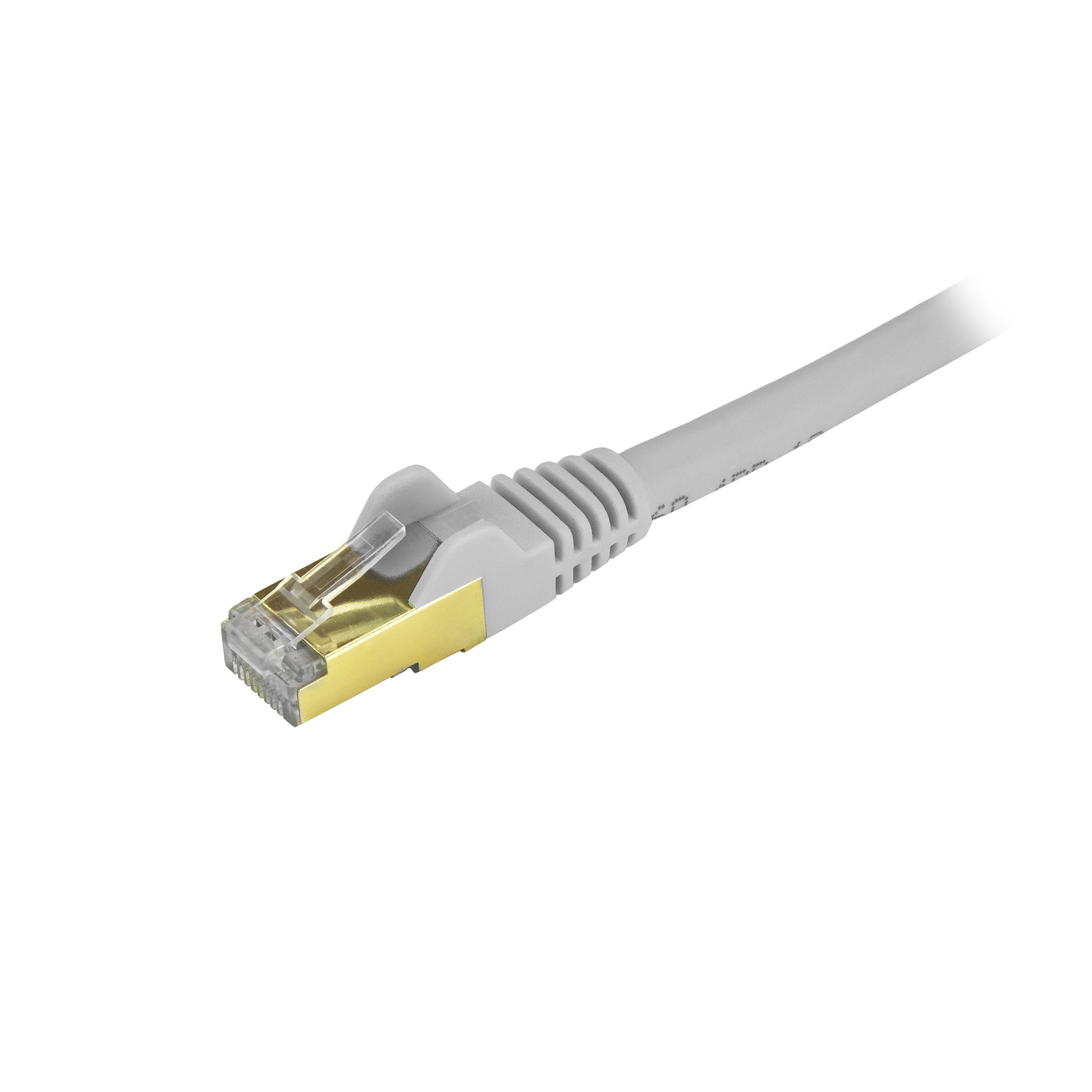 StarTech.com 12ft CAT6a Ethernet Cable   10 Gigabit Shielded Snagless RJ45 100W PoE Patch Cord   10GbE STP Network Cable w/Strain Relief   Gray Fluke Tested/Wiring is UL Certified/TIA (C6ASPAT12GR)