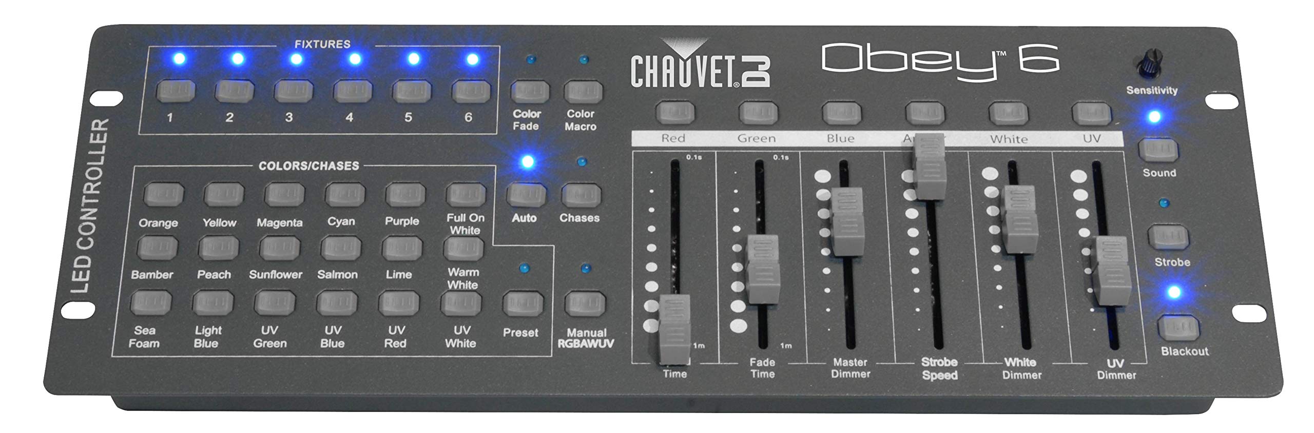 Chauvet Obey 6 Compact Universal 6 Fixture Dmx Lighting Controller + Dmx Cables