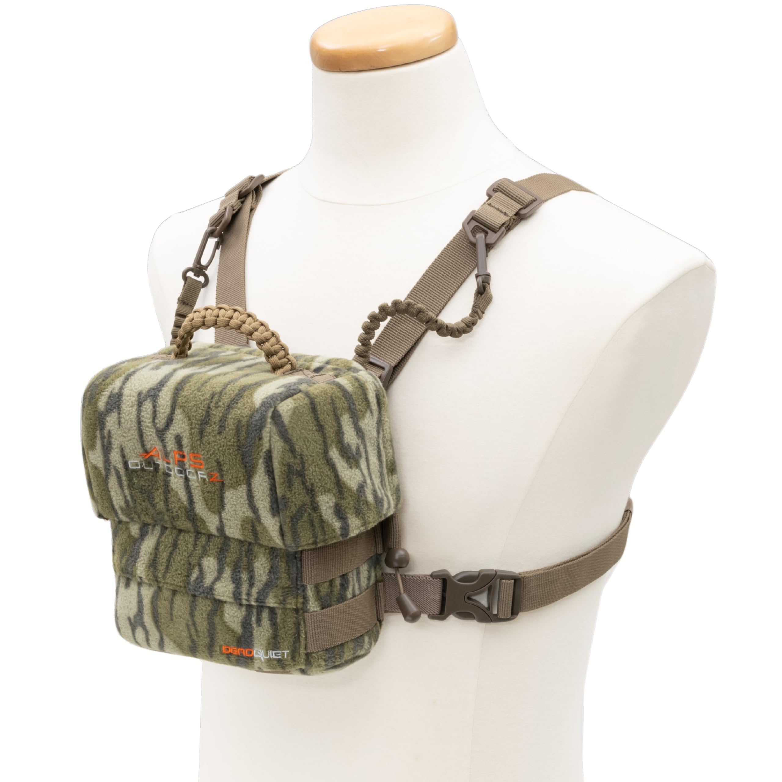 ALPS OutdoorZ Shield Bino Harness - Silent DeadQuiet Binocular Harness in Original Bottomland Camo for Archery & Hunting, MOLLE