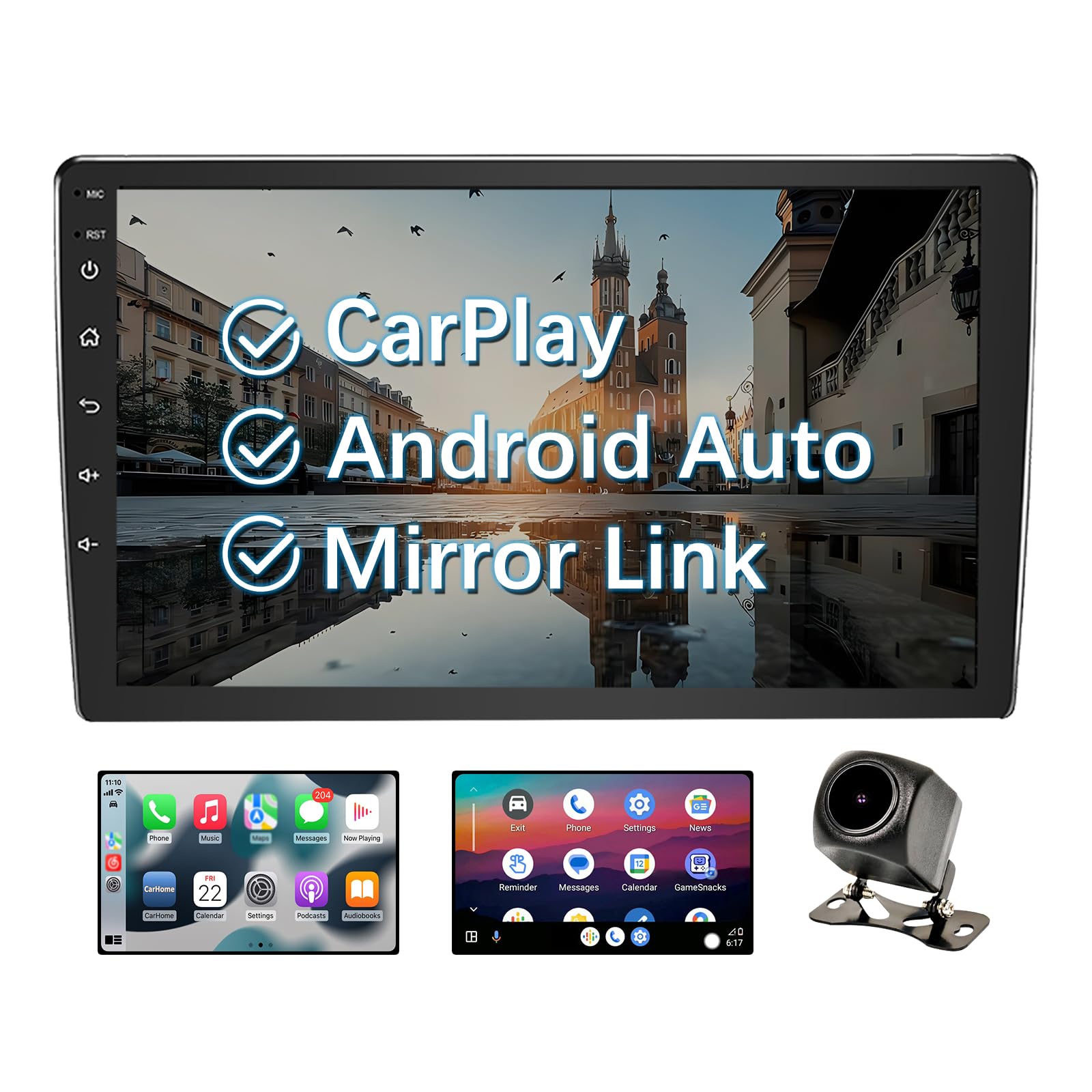 Binize Double Din Car Stereo Android System 10.1 Inch Car Radio With Wireless Carplay Android Auto Touch Screen Radio Head Unit