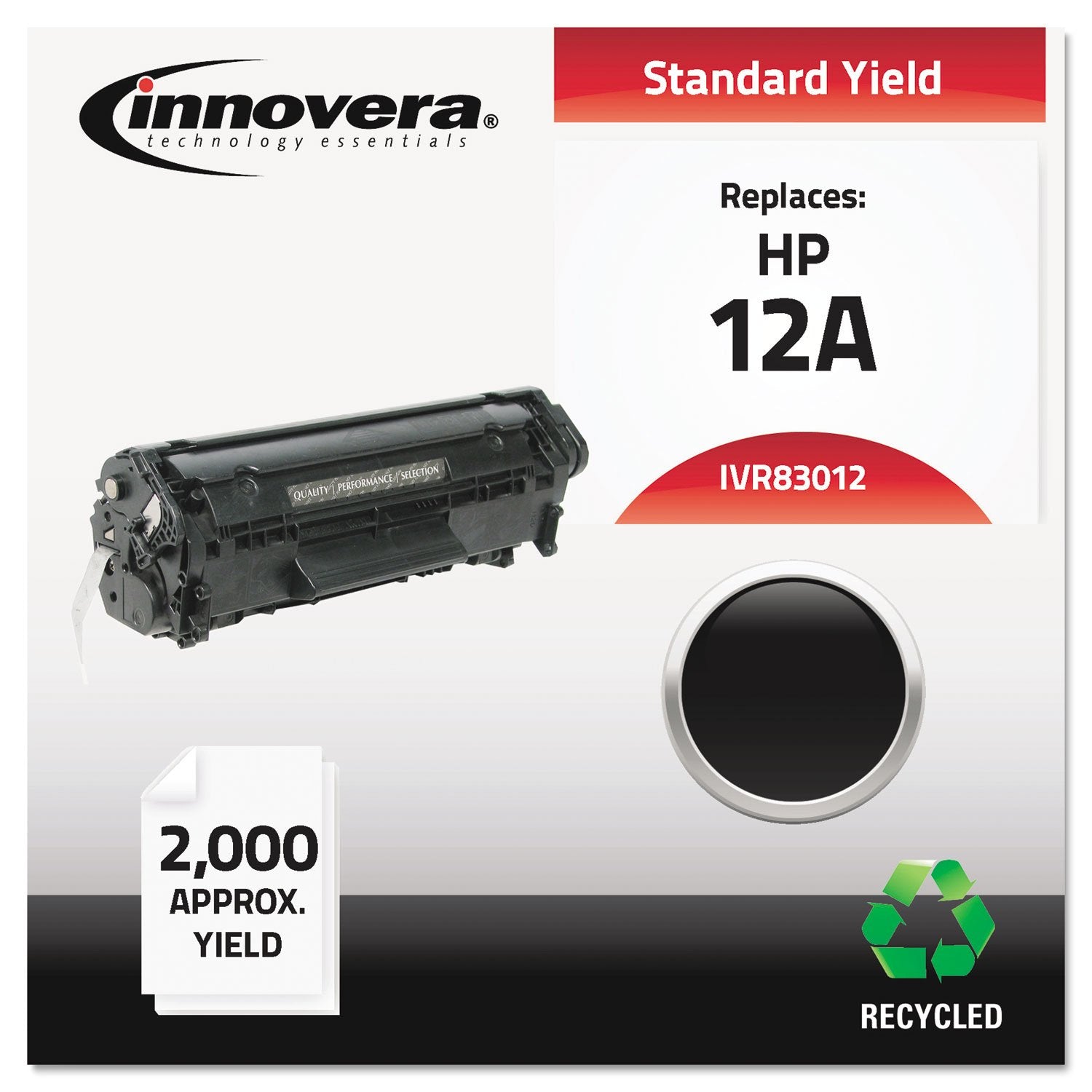 Innovera Remanufactured Toner Cartridge Replacement for Q2612A (12A), Black
