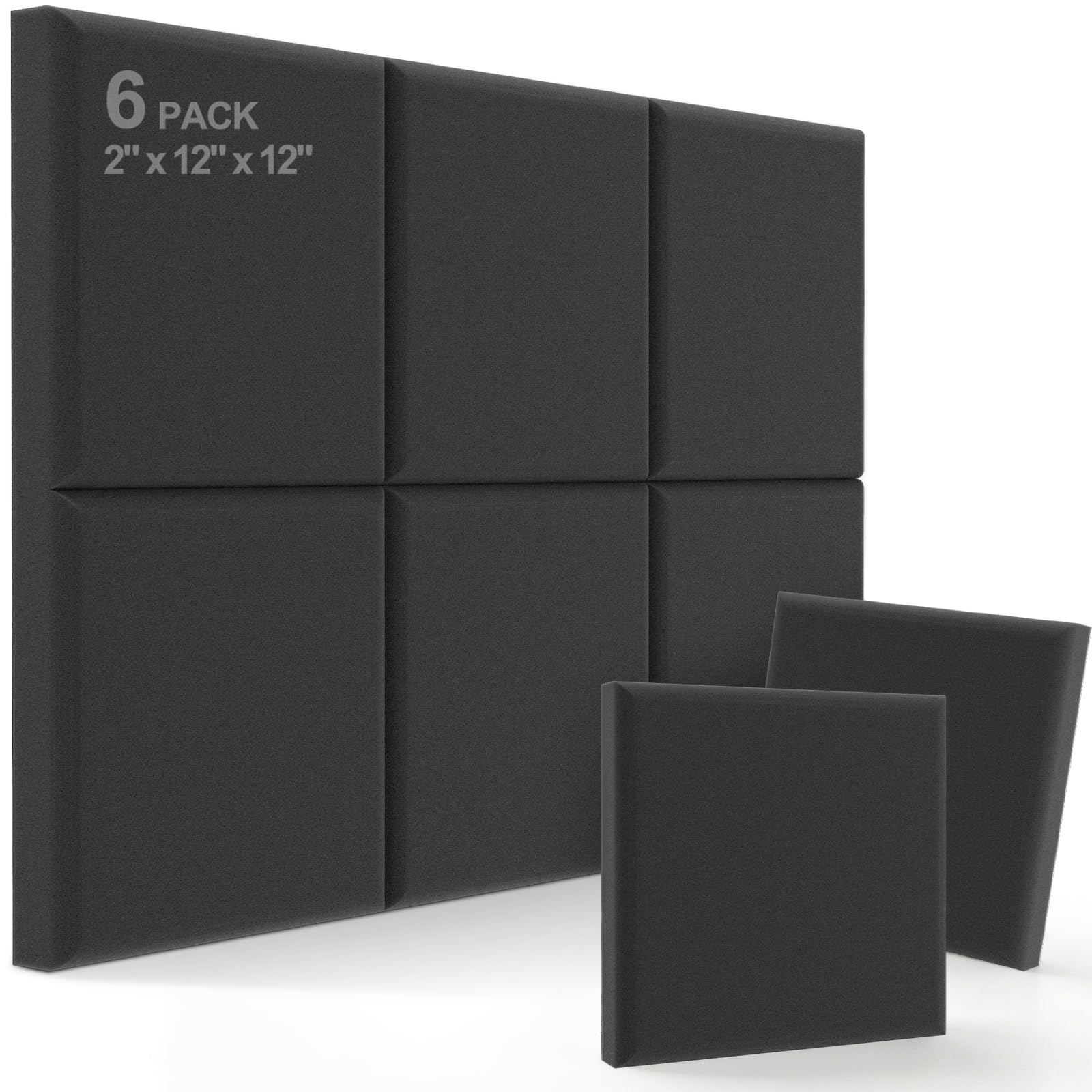 JBER Acoustic Studio Foam, 6 Pack 2 X 12 X 12 Round C-Panel Sound Foam Panels Soundproofing Treatment Studio Wall Padding Sound 