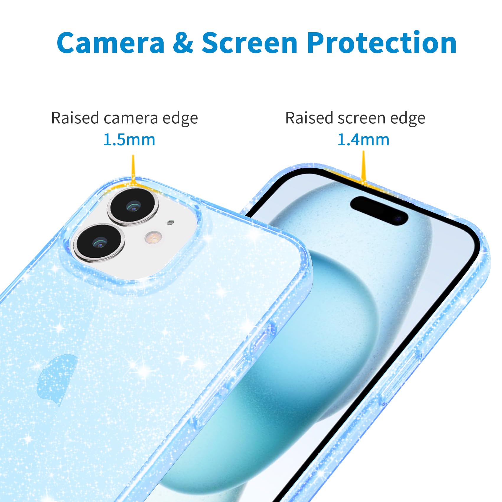 Jjgoo Compatible With Iphone 15 Plus Case Glitter, Clear Transparent Soft Tpu Sparkle Anti Scratch Shockproof Protective Phone B