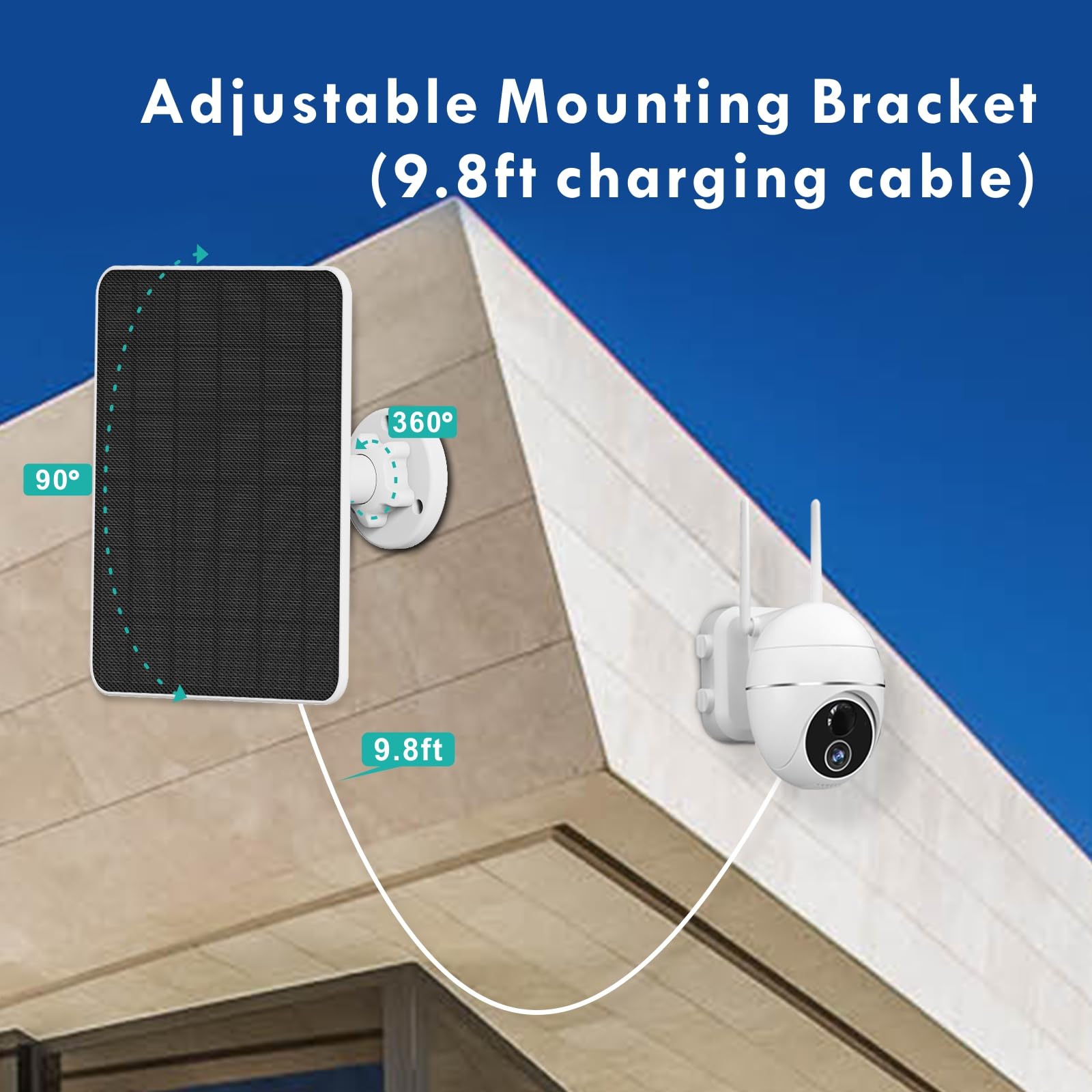 6W Solar Panel For Security Camera, 5V Solar Panel Charger For Outdoor Rechargeable Battery Camera, Ip65 Waterproof Solar Panels