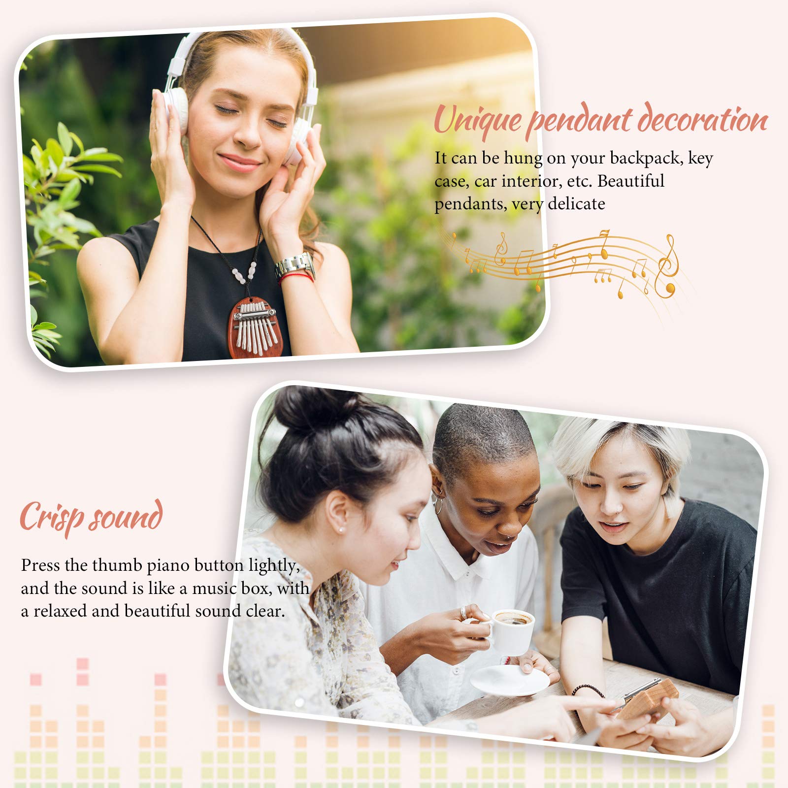 Eboot 10 Pieces 8 Keys Mini Piano Set Include Finger Thumb Piano With Lanyard Chain, Finger Protector And Cleaning Cloth Christm